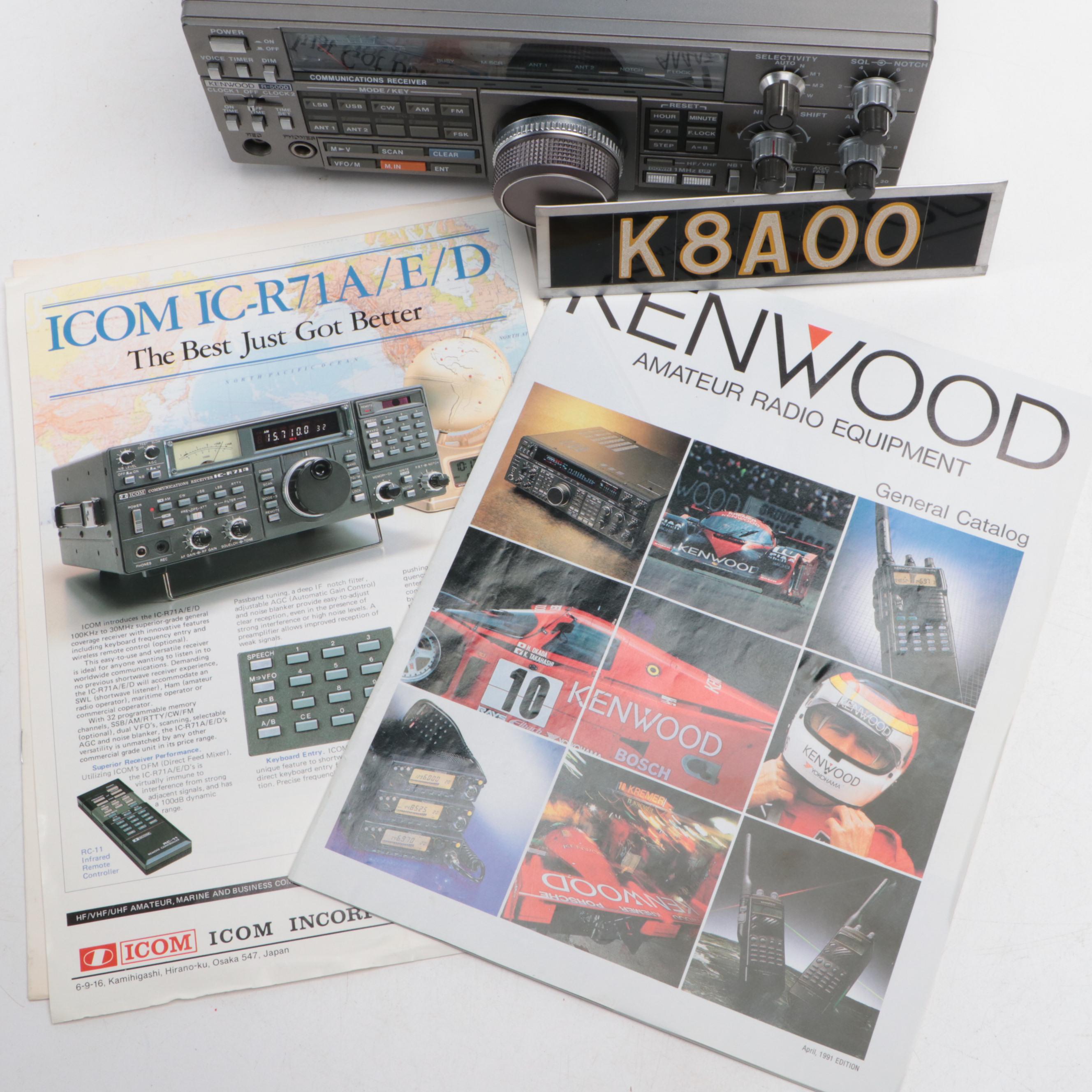 Kenwood R-5000 Receiver with HS-5 Over-The-Ear Ham Headphones