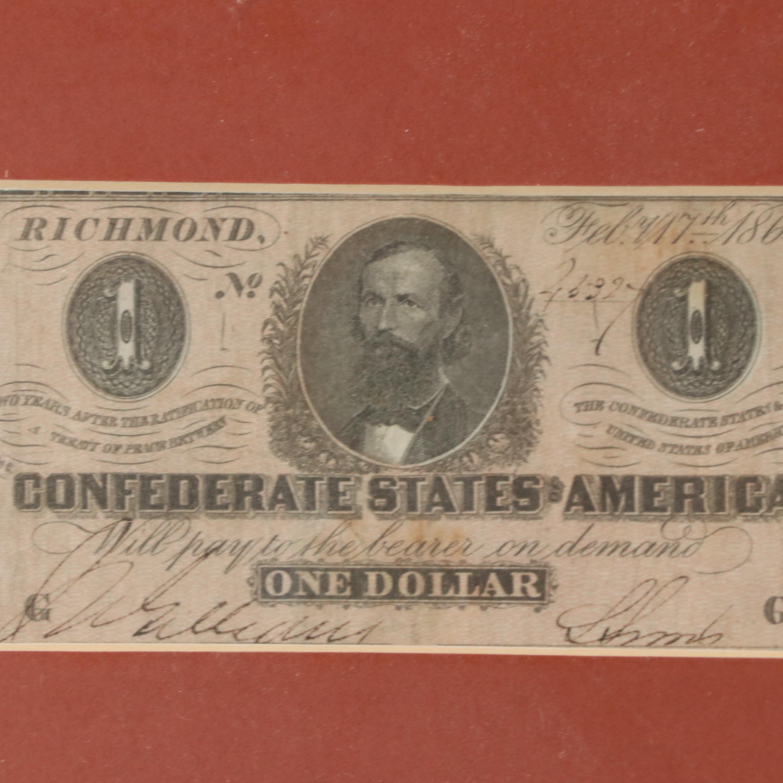Confederate States of America Bond Coupons and Notes up to $500