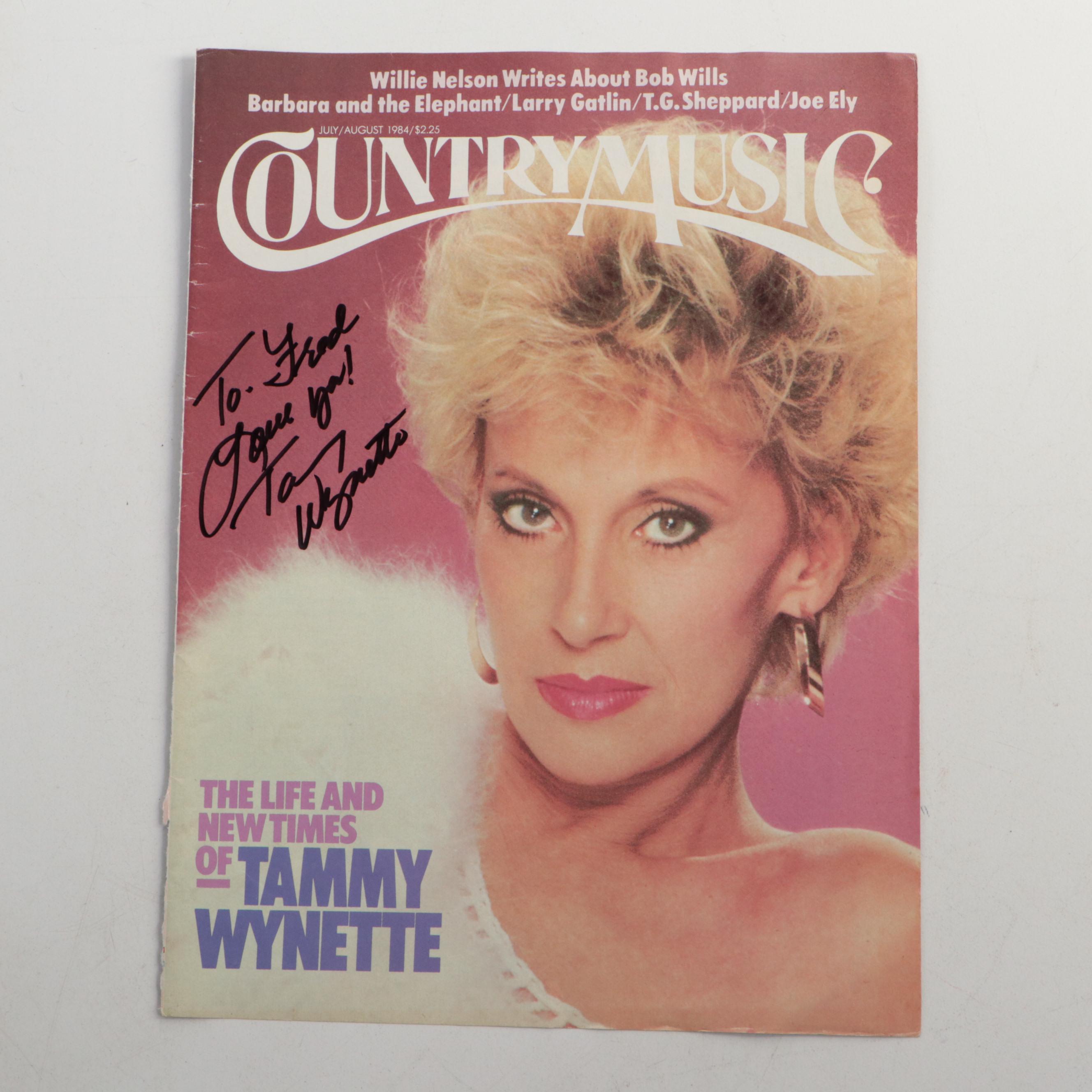Tammy Wynette Signed "Country Music" Cover with Funeral Program and Check