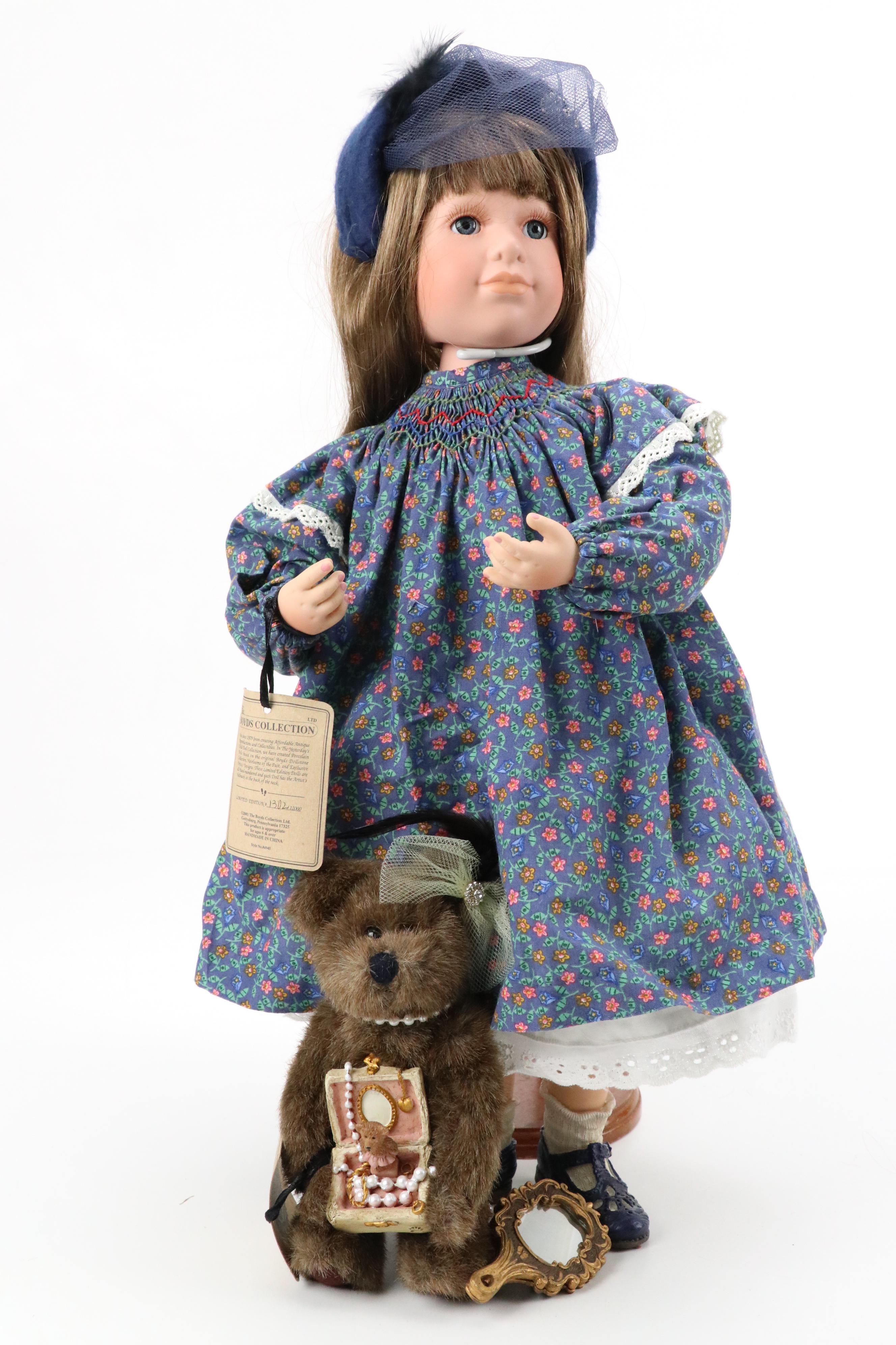 Boyds Collection Yesterdays' Child "Jean" "Alyssa" and "Jocelyn" Porcelain Dolls