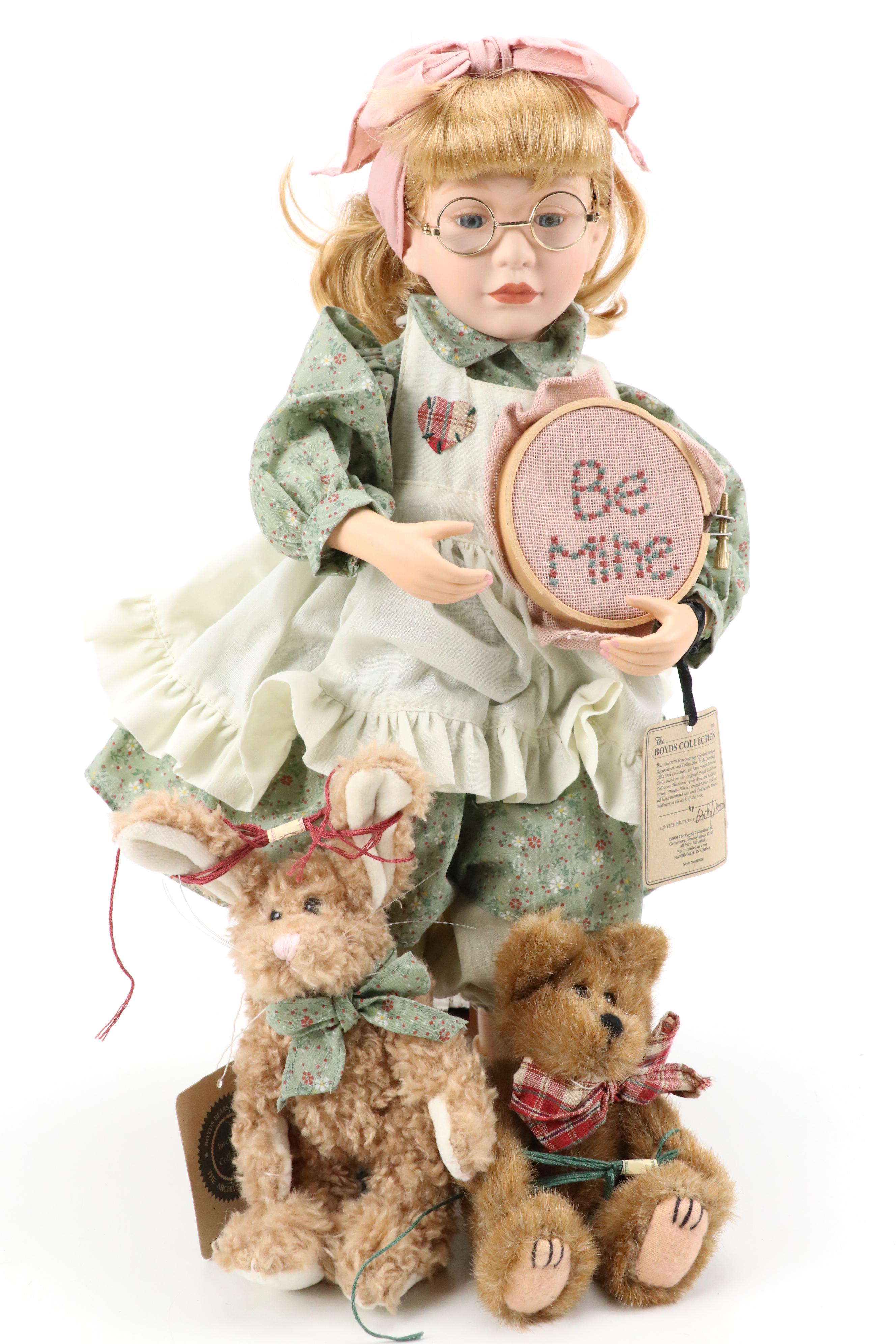 Boyds Collection Yesterdays' Child "Jean" "Alyssa" and "Jocelyn" Porcelain Dolls