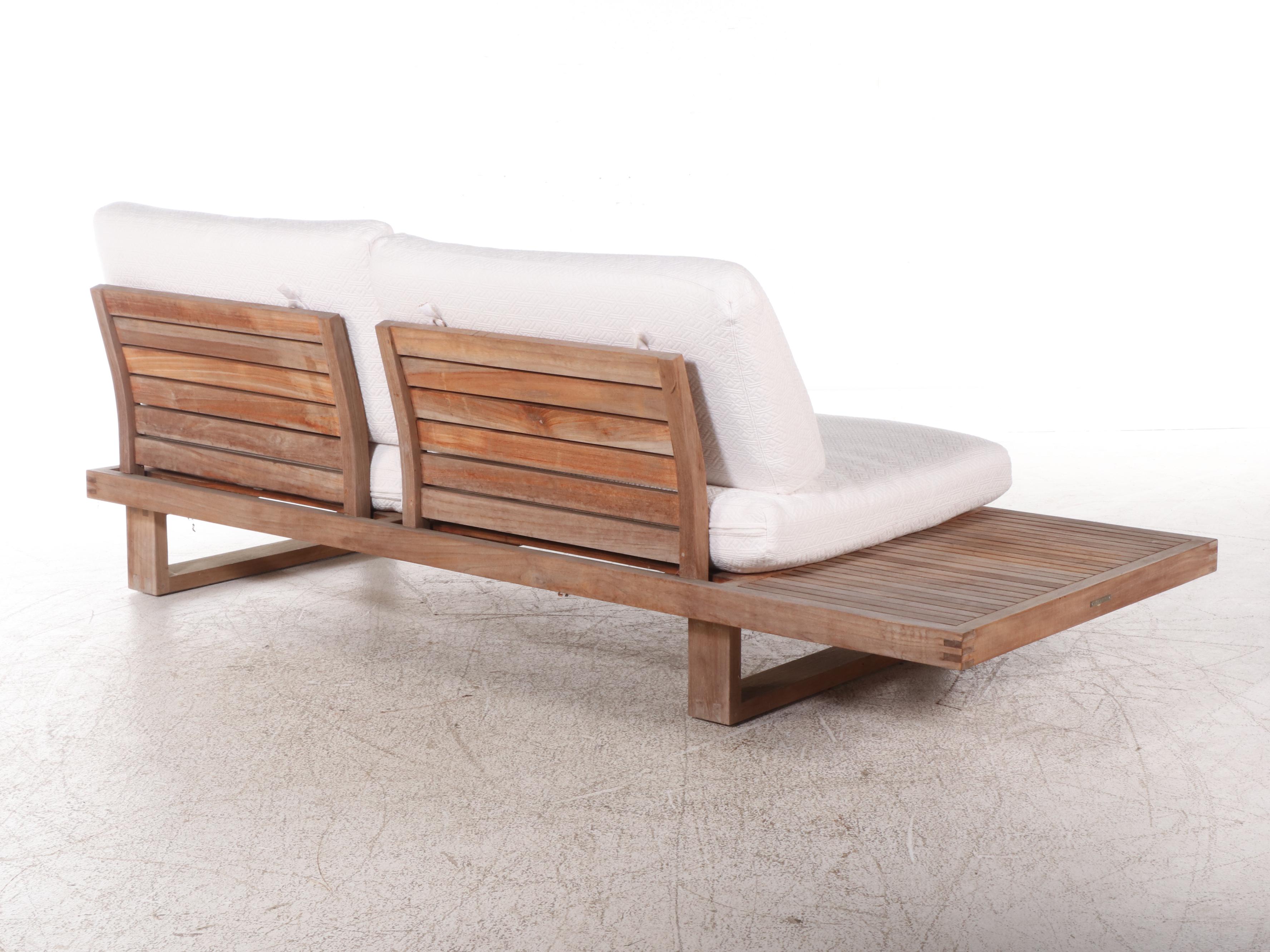 Frontgate San Remo Modernist Style Teak Patio Loveseat