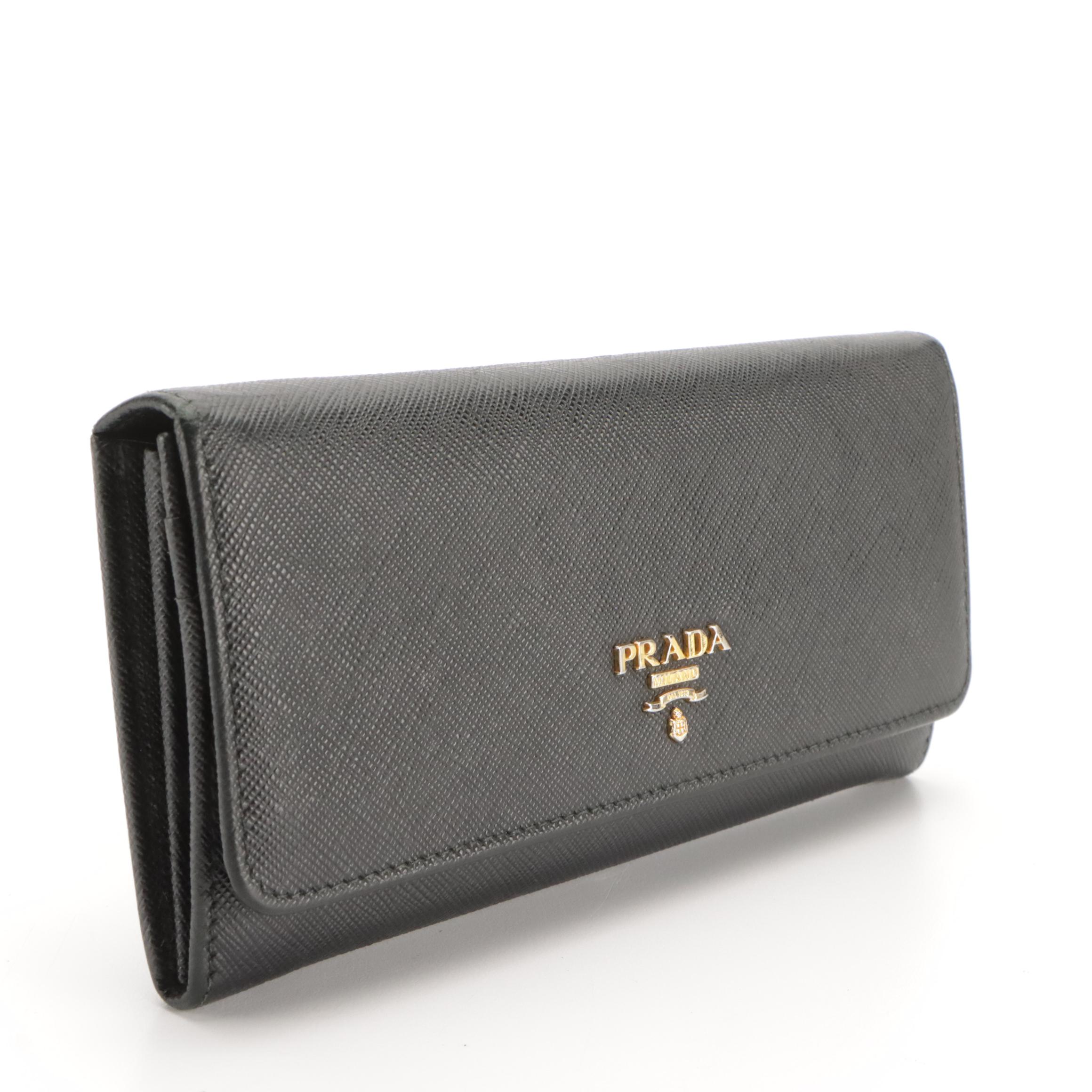 Prada Wallet 1MH132 in Saffiano Leather with Detachable Card Holder/ID Case