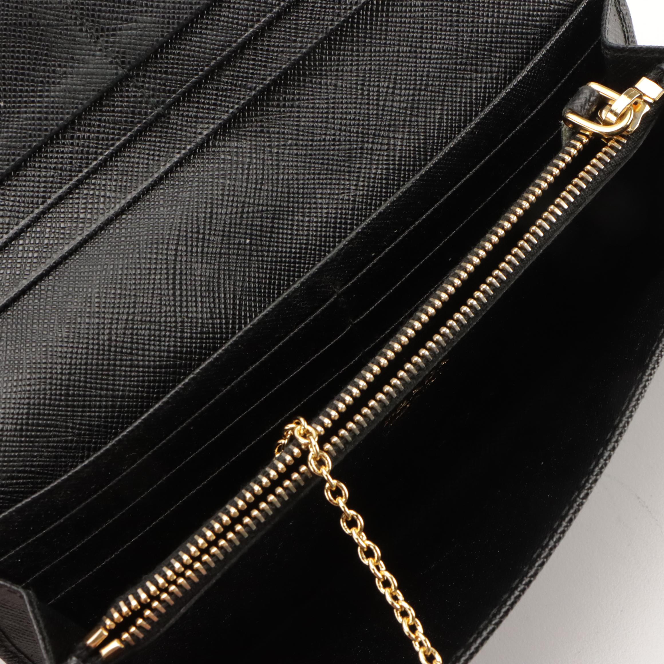 Prada Wallet 1MH132 in Saffiano Leather with Detachable Card Holder/ID Case