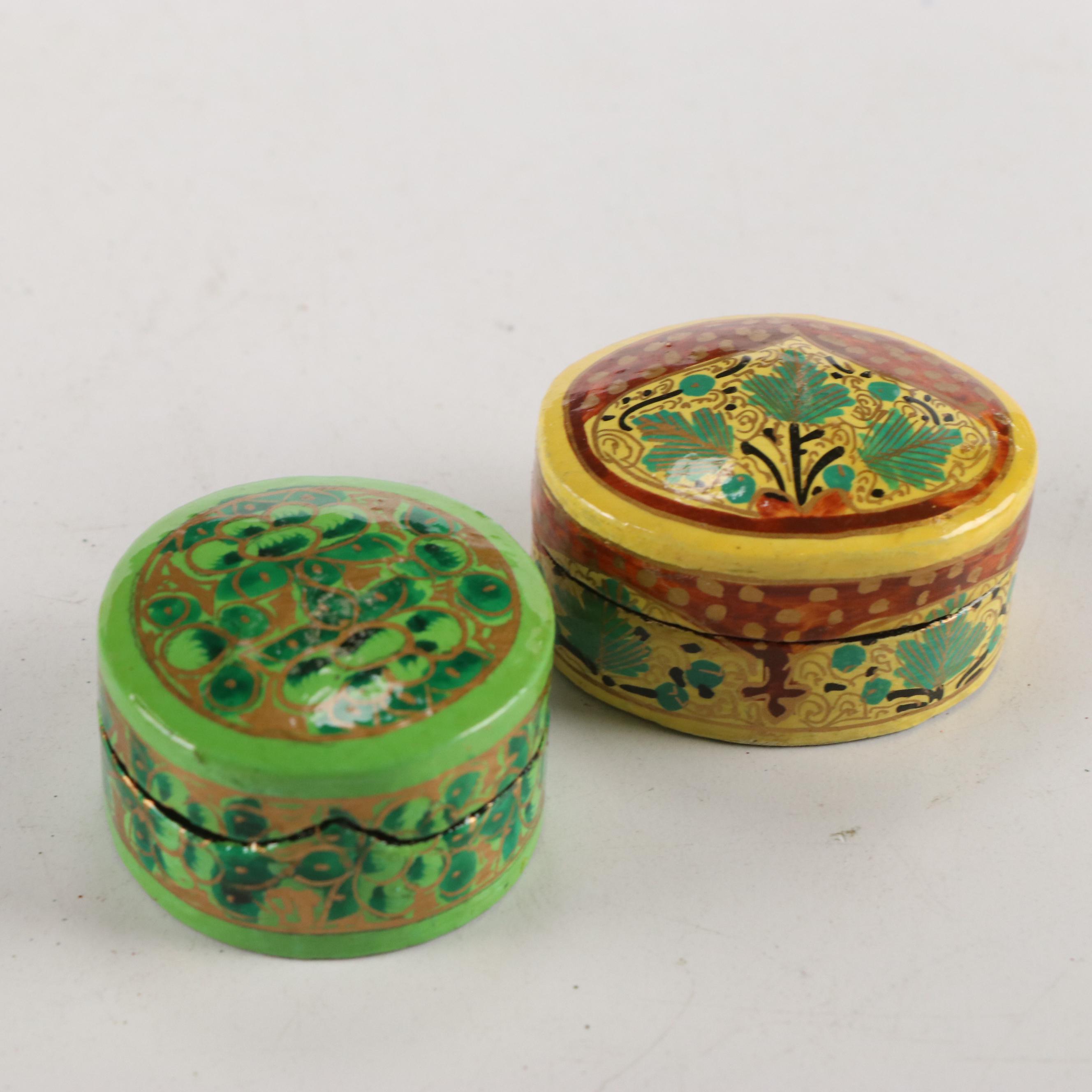 Indian Folk Art Hand-Painted Kashmiri Papier-Mâché Boxes