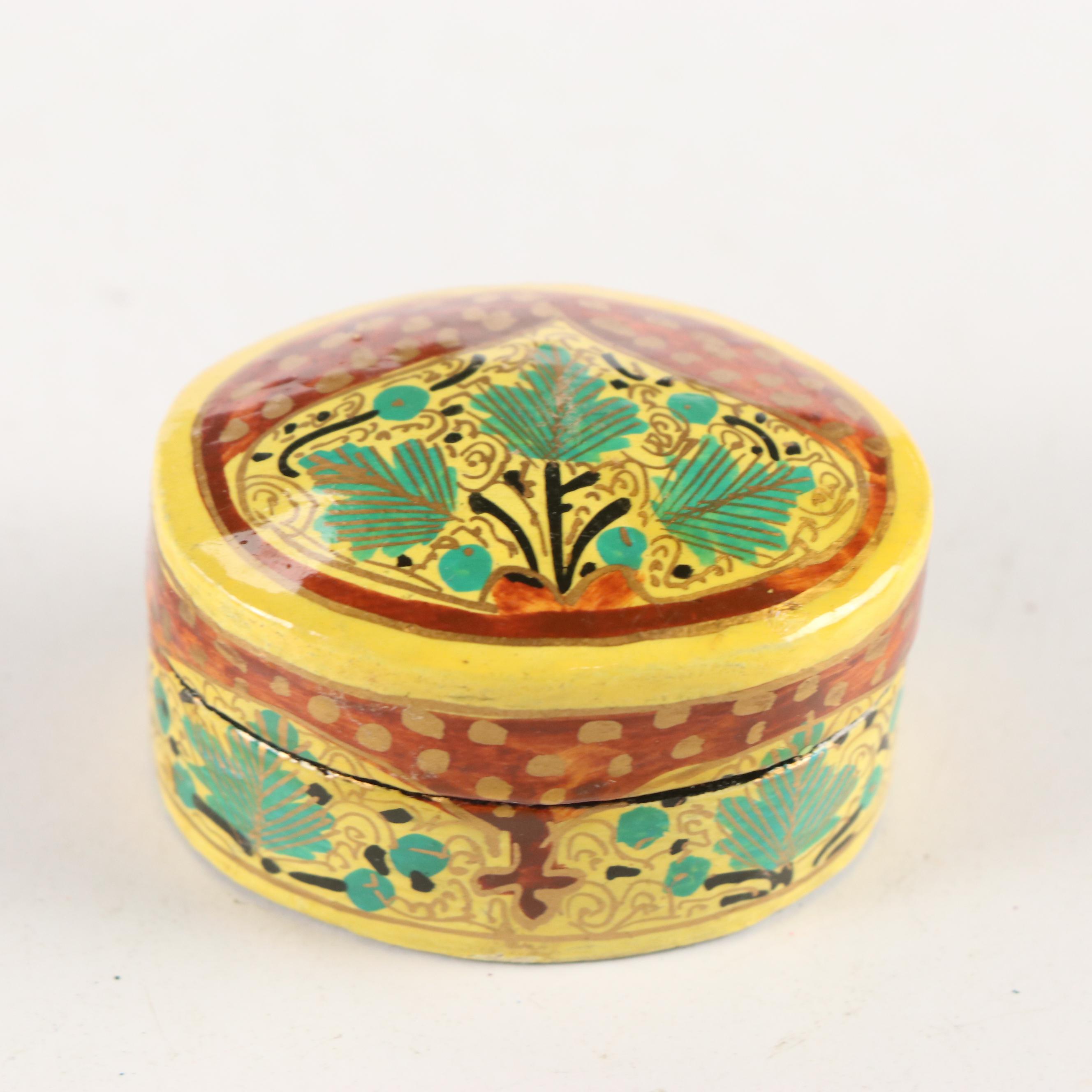 Indian Folk Art Hand-Painted Kashmiri Papier-Mâché Boxes