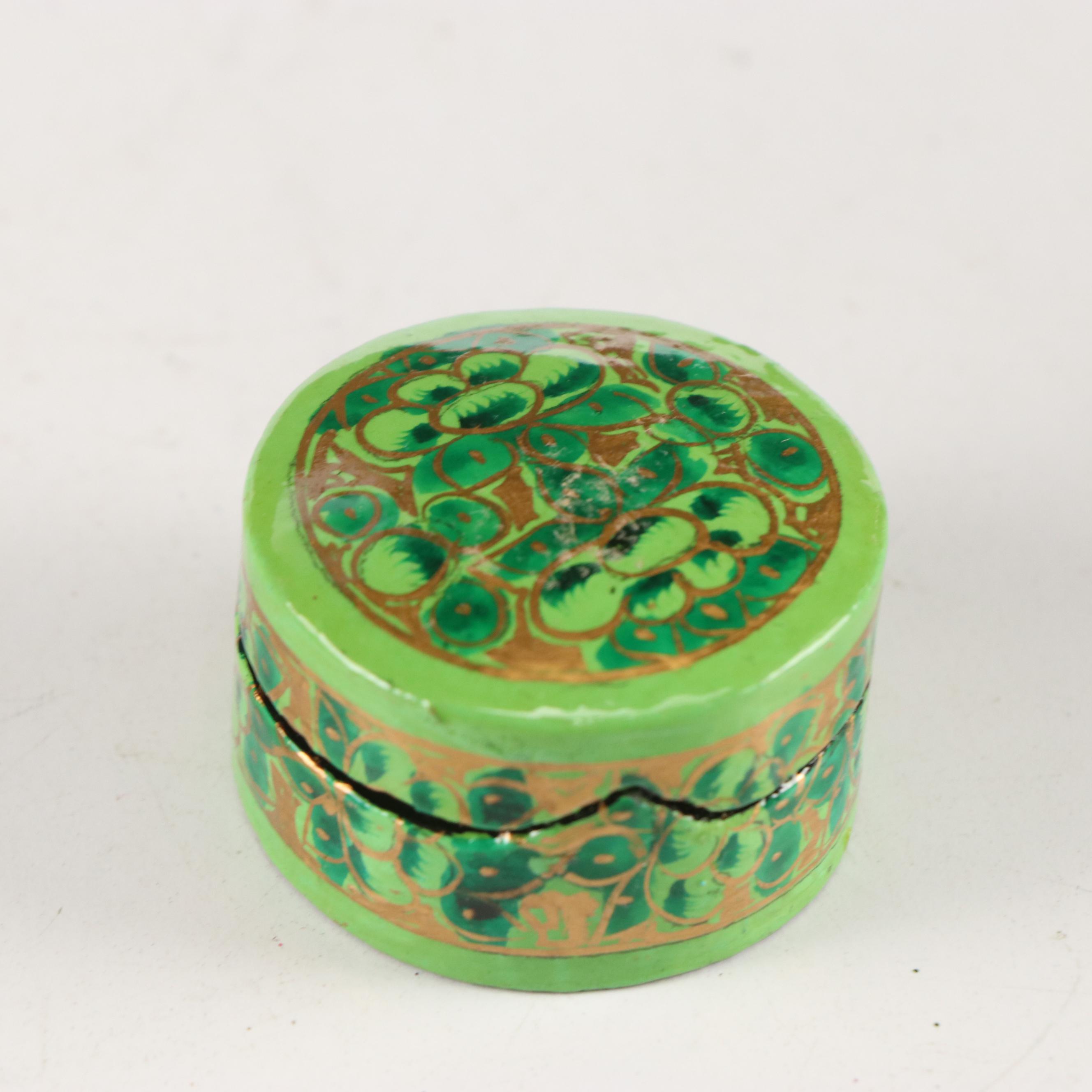 Indian Folk Art Hand-Painted Kashmiri Papier-Mâché Boxes