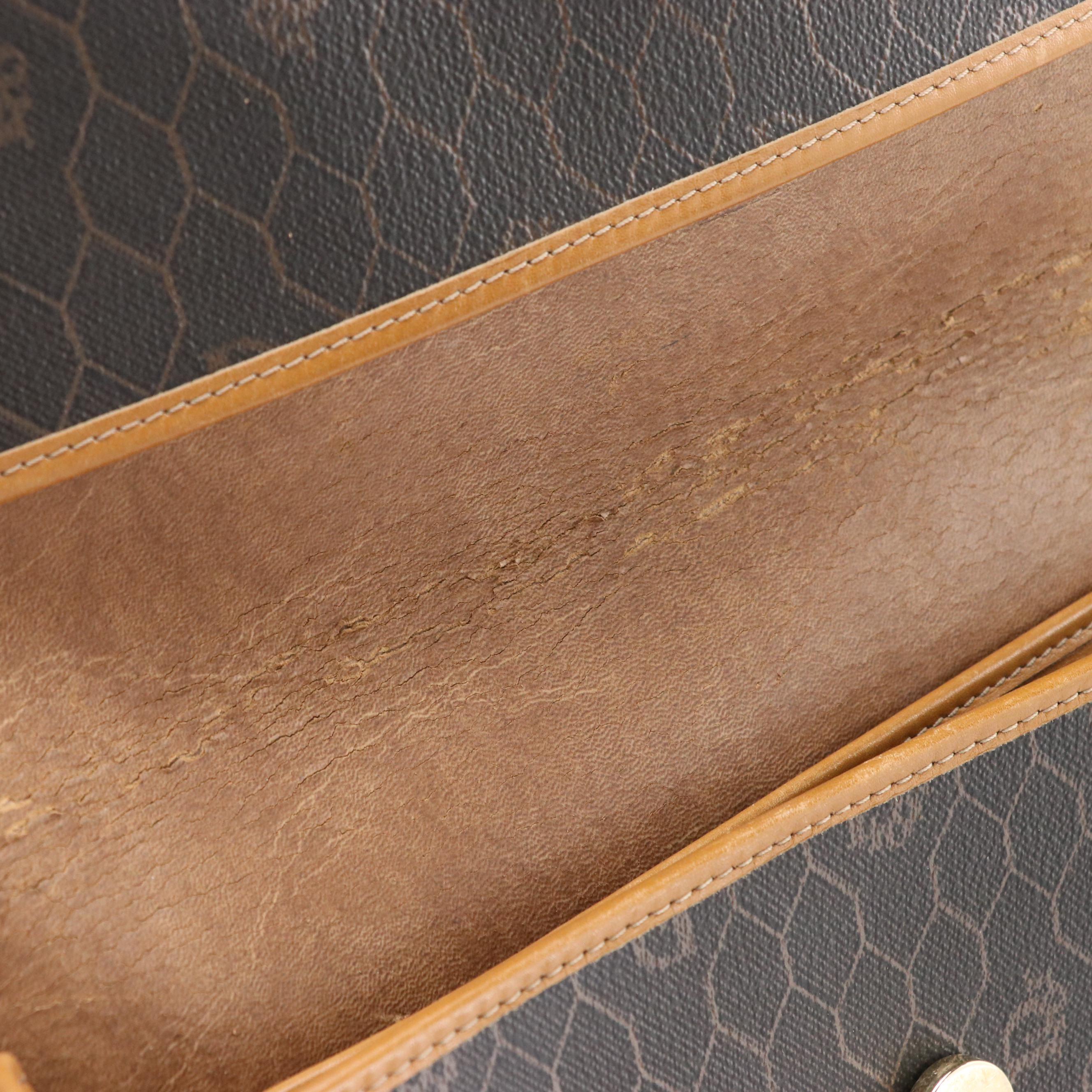 Christian Dior Flap Crossbody Bag in Honeycomb Coated Canvas with Leather Trim