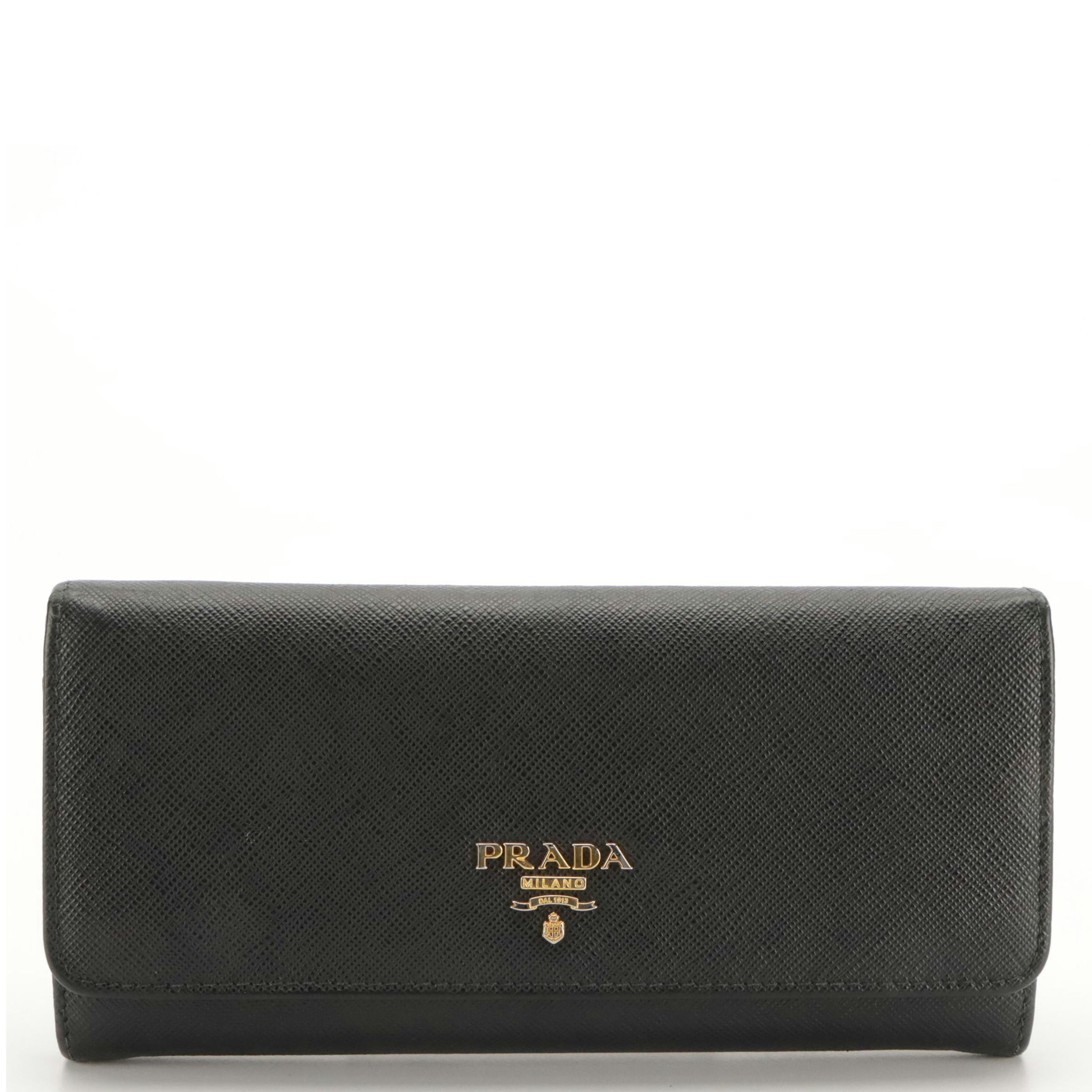 Prada Wallet 1MH132 in Saffiano Leather with Detachable Card Holder/ID Case
