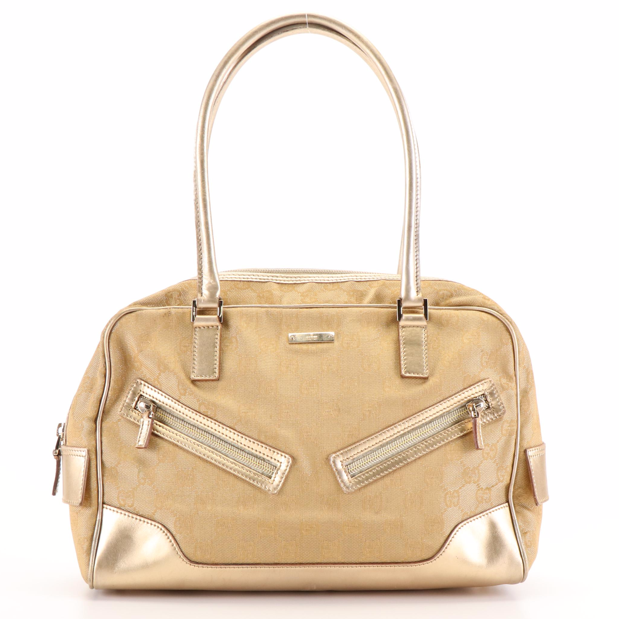 Gucci Shoulder Bag in GG Lurex Canvas and Metallic Leather