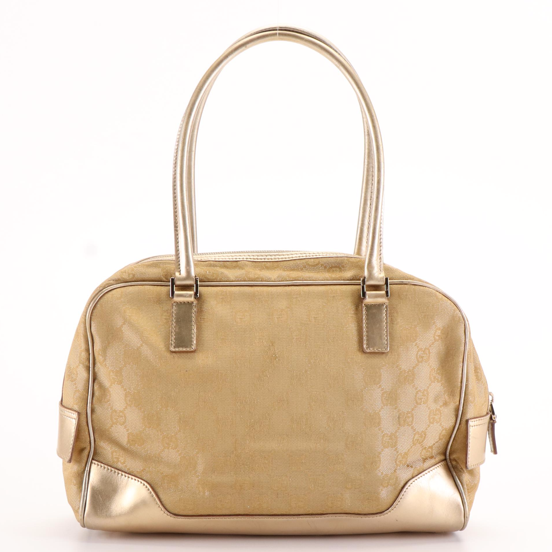 Gucci Shoulder Bag in GG Lurex Canvas and Metallic Leather