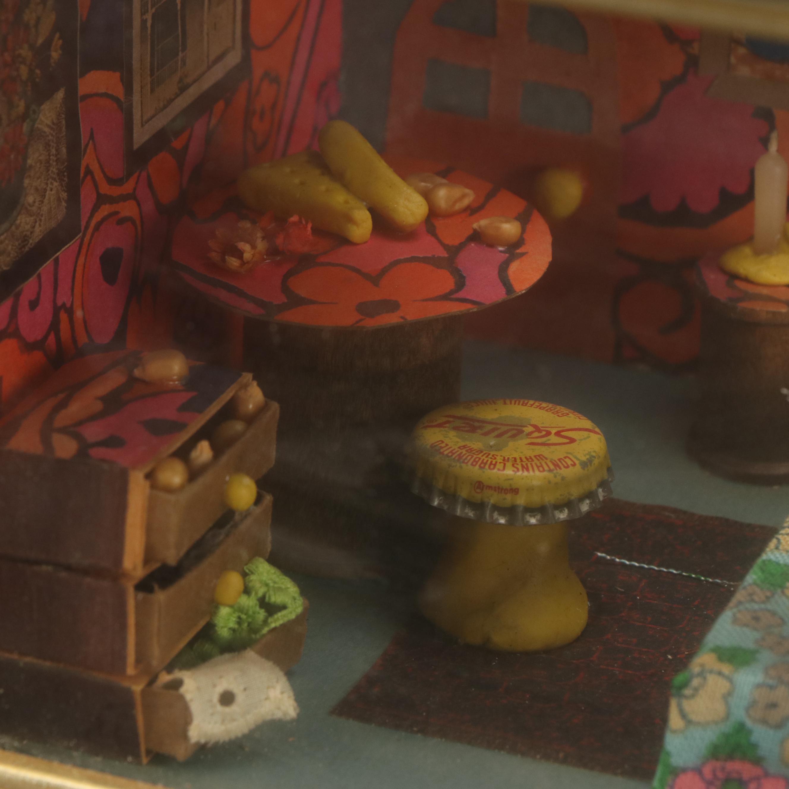 Handmade Mouse House Shadowbox Bedroom, Late 20th Century