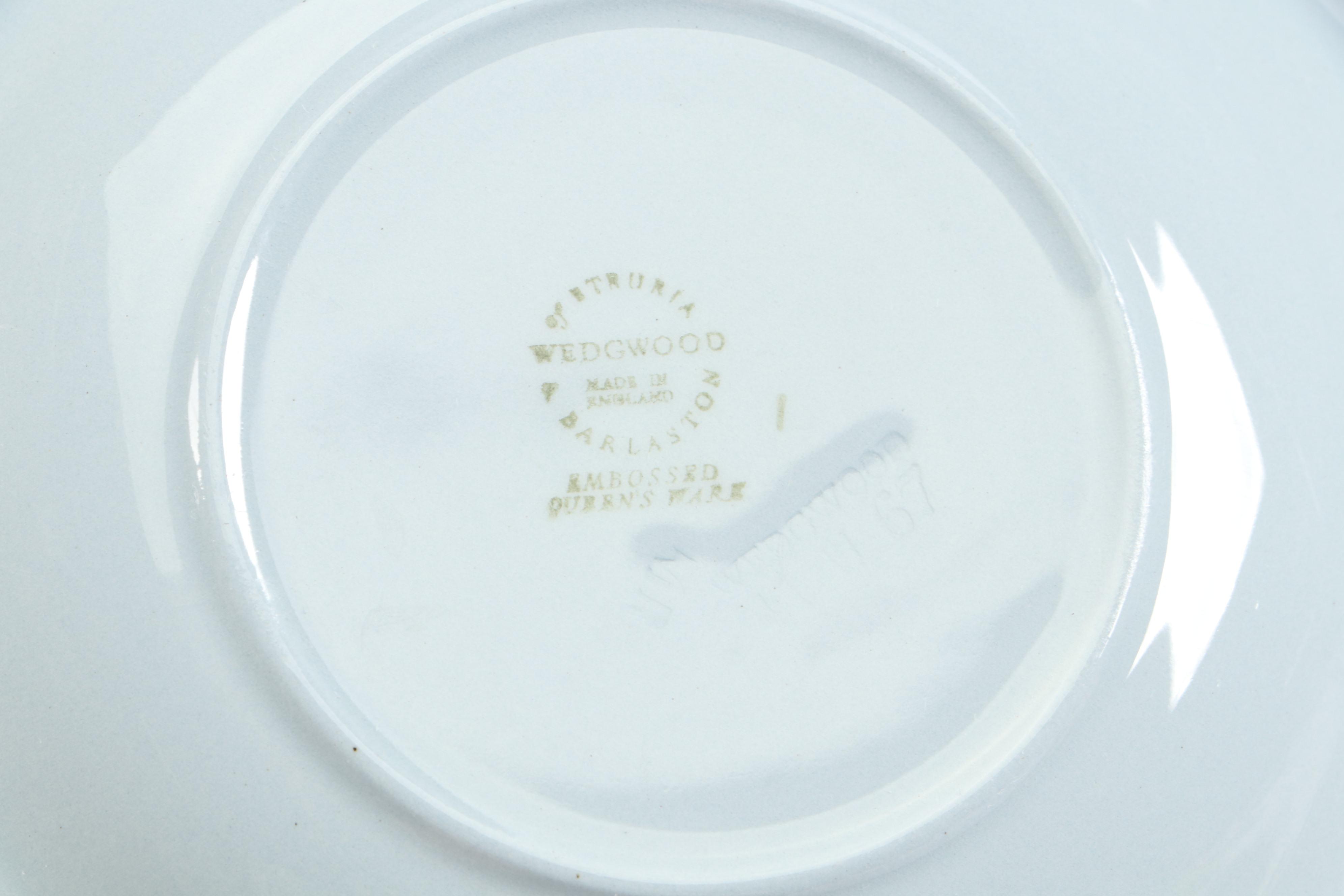 Wedgwood "Cream Color on Lavender" Embossed Queensware Porcelain Dinnerware