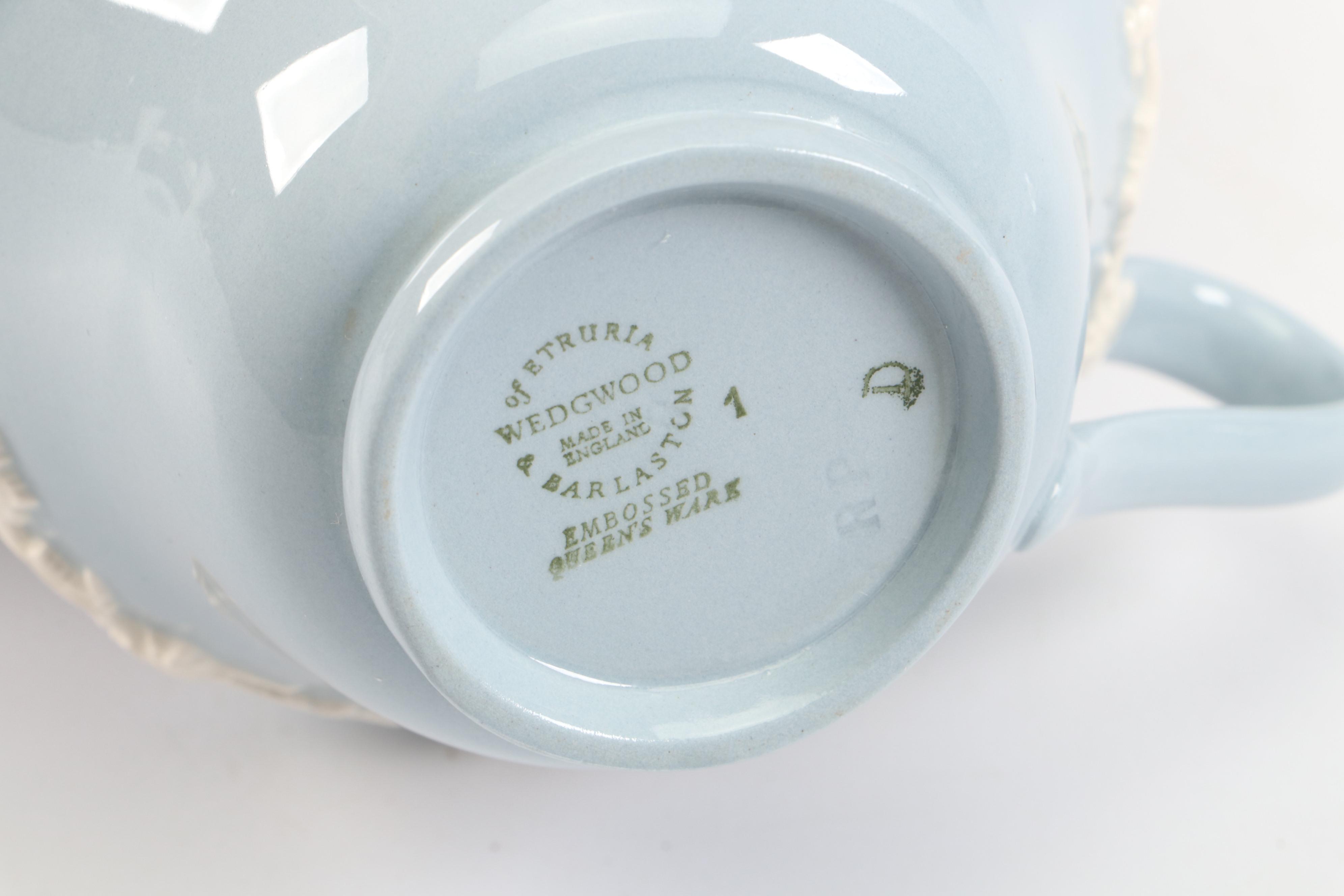 Wedgwood "Cream Color on Lavender" Embossed Queensware Porcelain Dinnerware