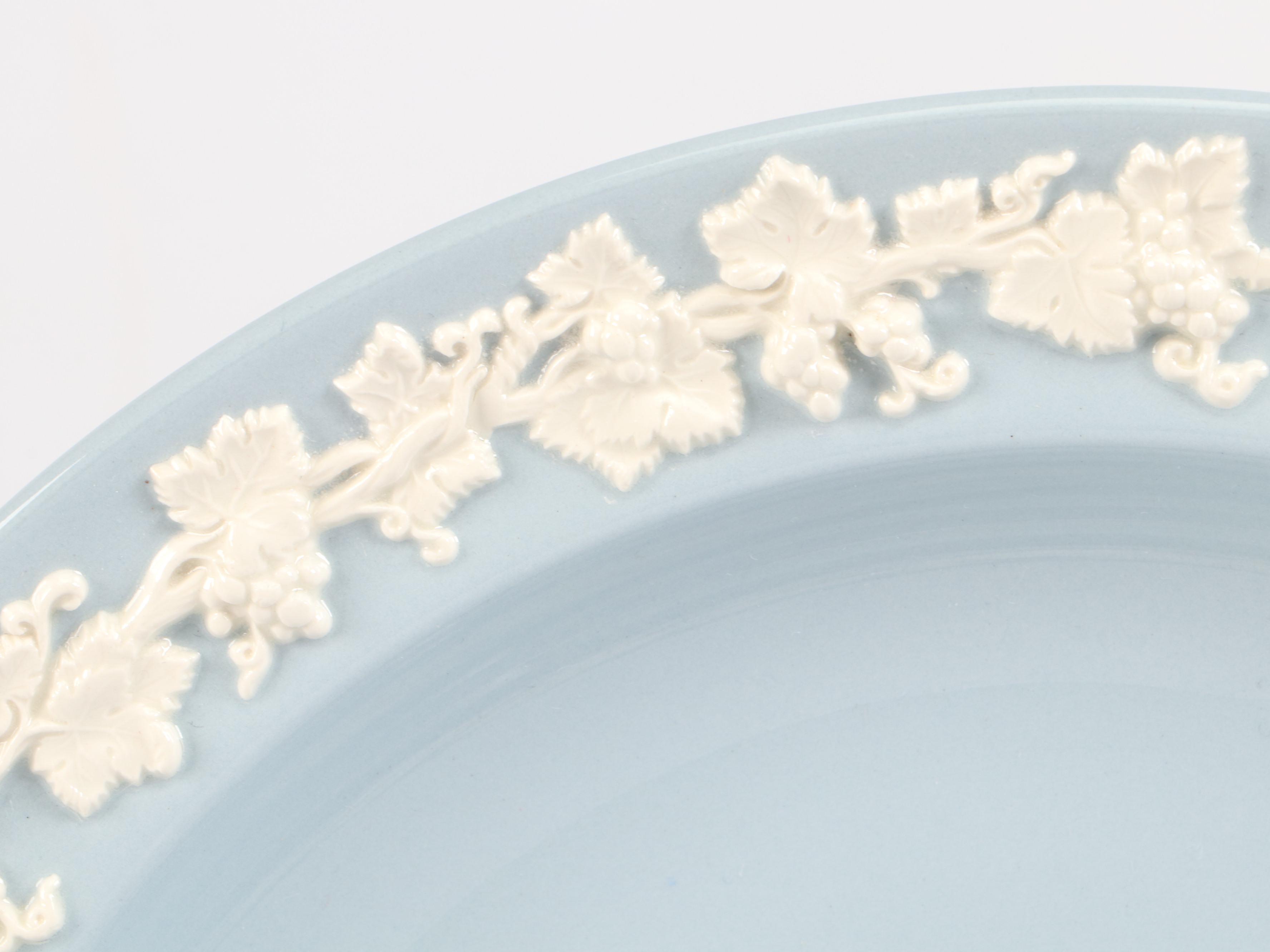 Wedgwood "Cream Color on Lavender" Embossed Queensware Porcelain Dinnerware