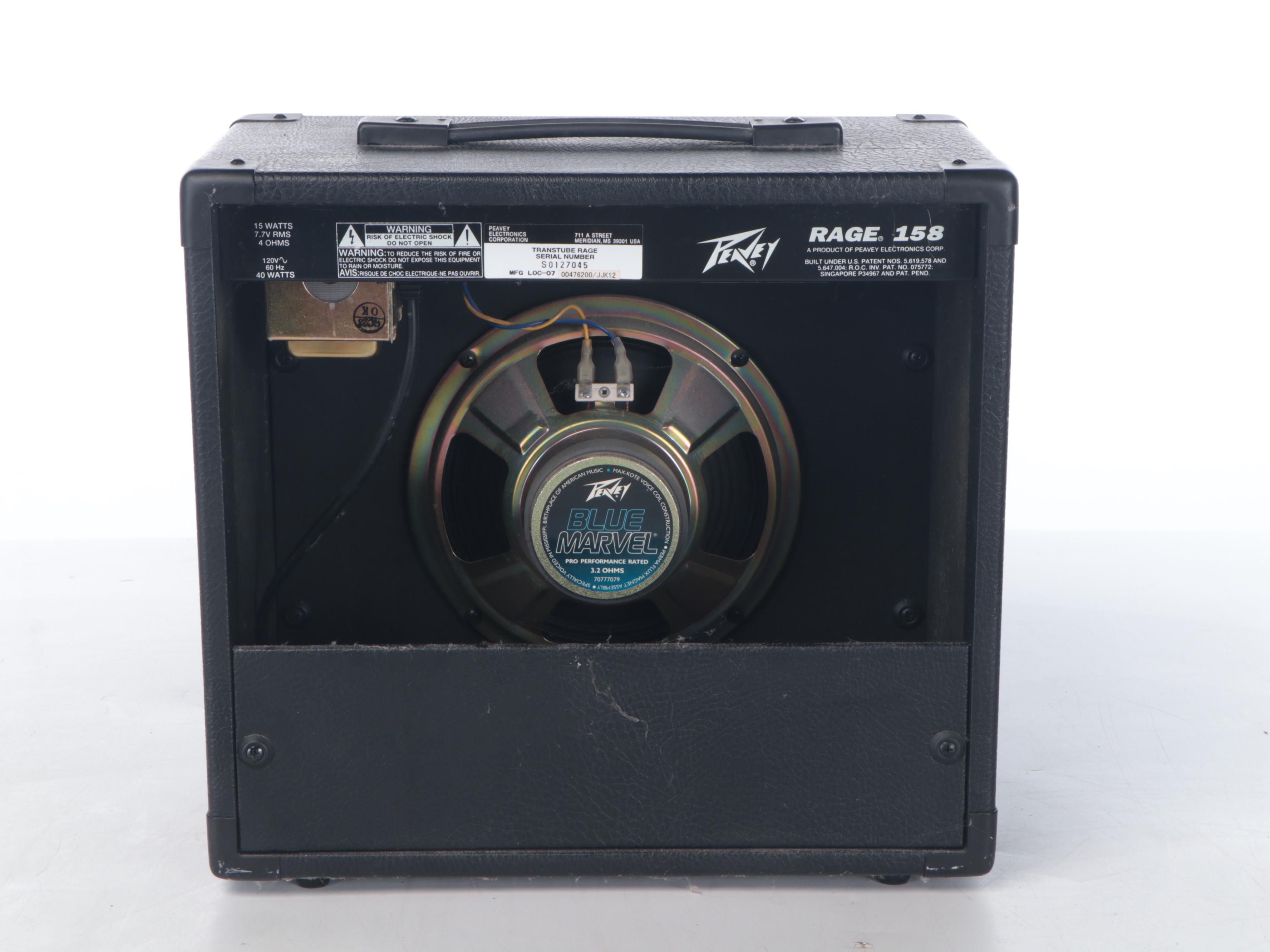 Fender Stratocaster Electric Guitar & Nylon Gig Bag, Peavey Rage 158 Guitar Amp