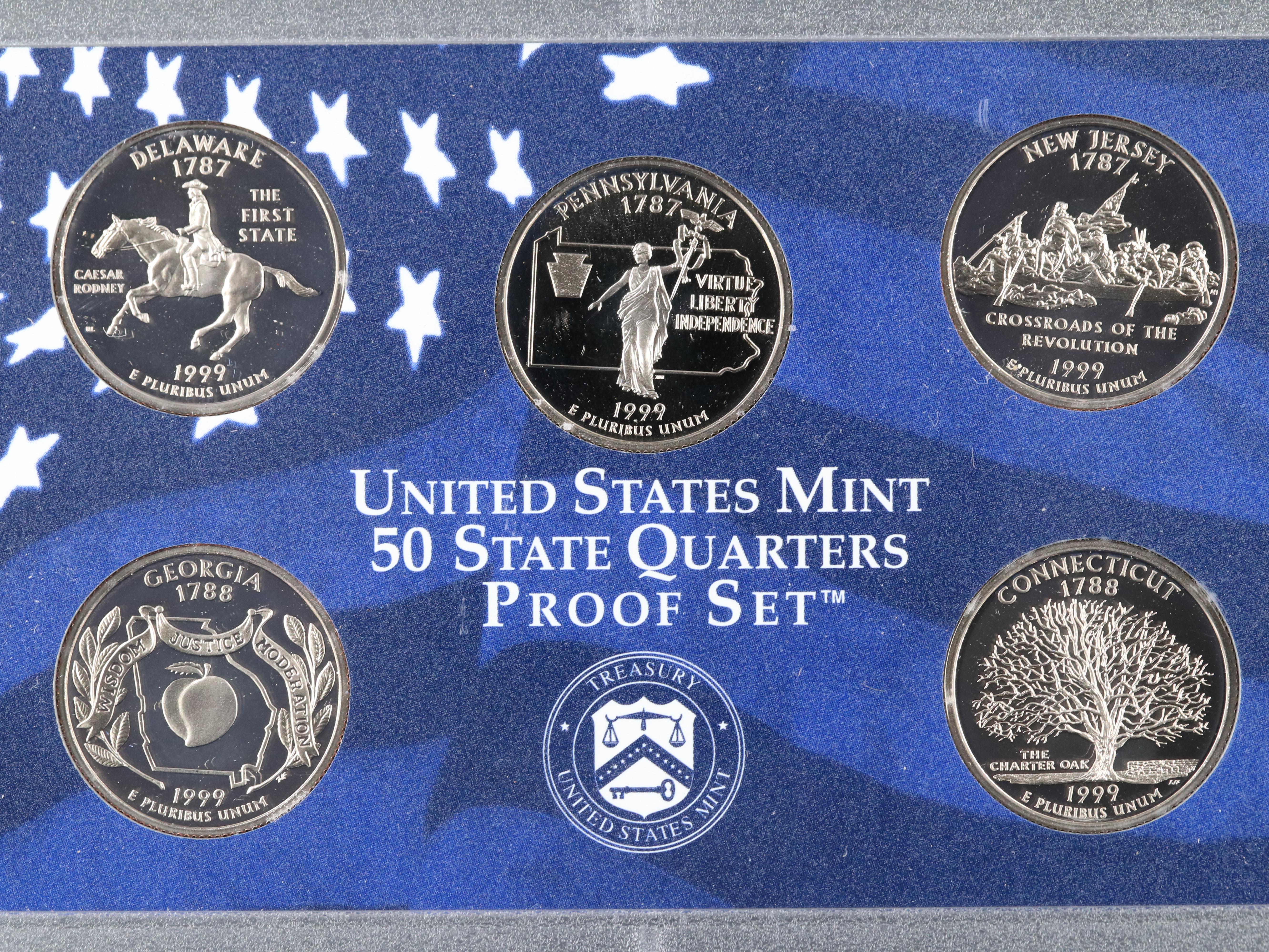 Collection of Eleven Different State Quarter Proof Sets 1999-2009 Complete