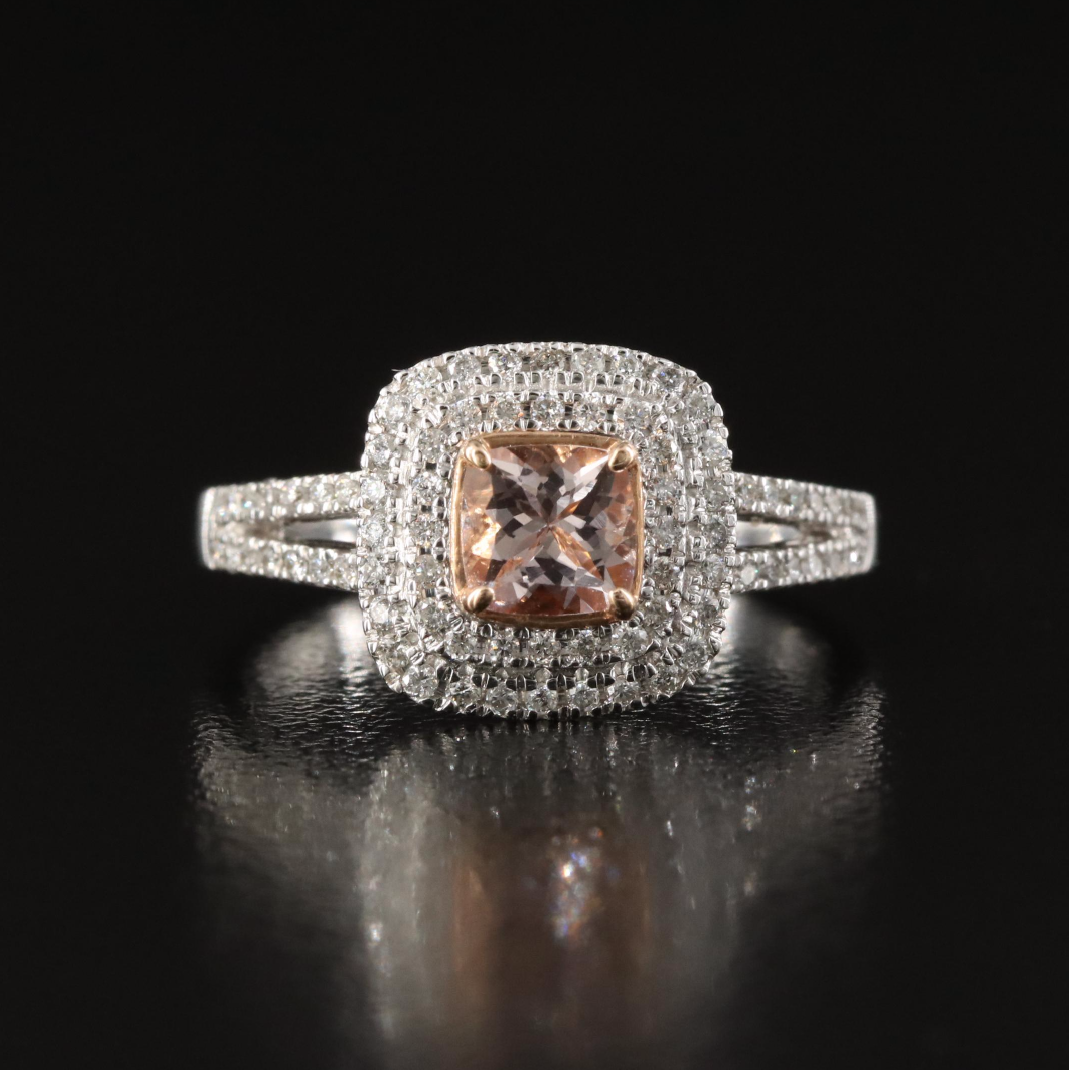 Simply Vera Vera Wang 14K Morganite and Diamond Ring with Rose Gold Accent