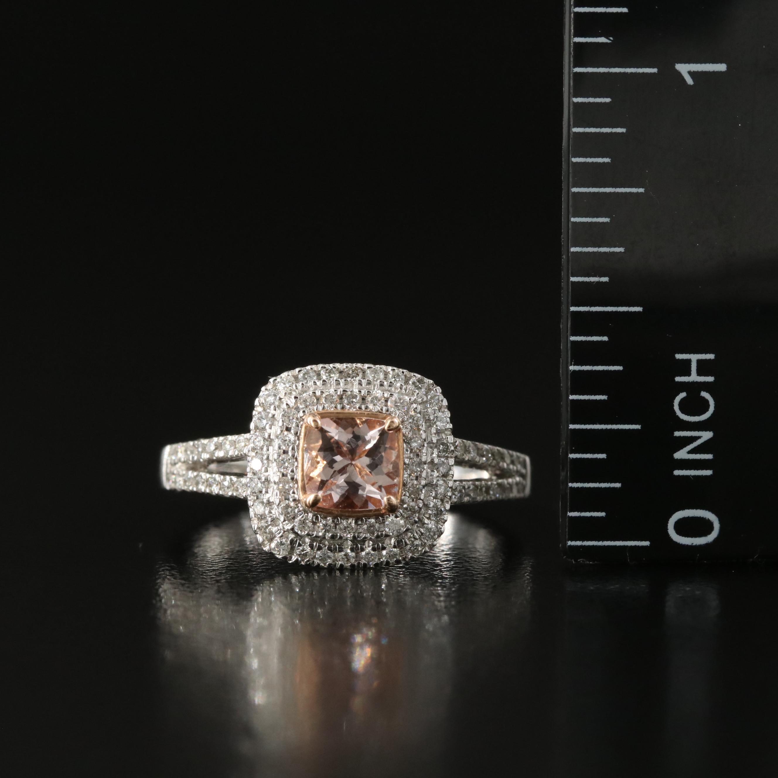 Simply Vera Vera Wang 14K Morganite and Diamond Ring with Rose Gold Accent