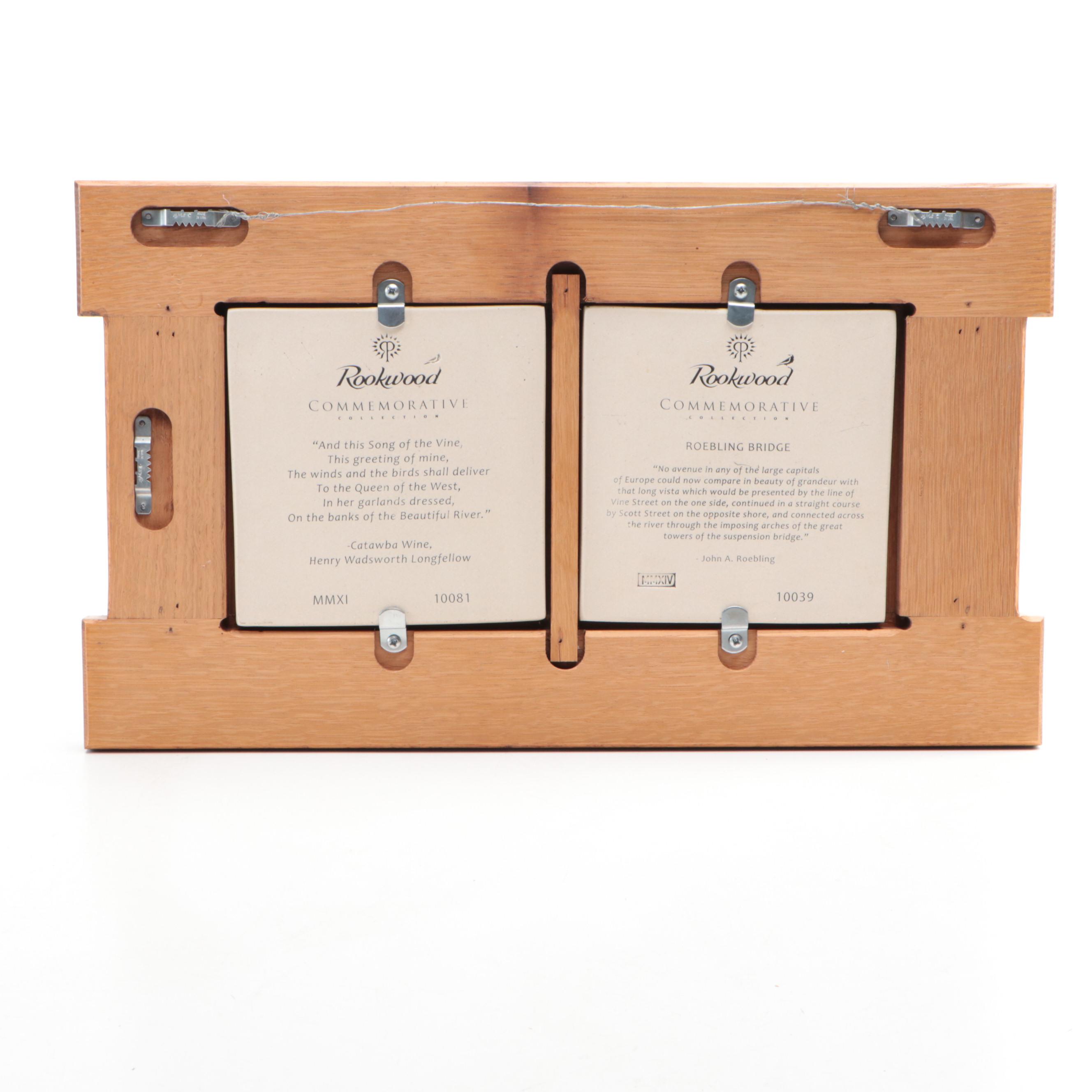 Rookwood Pottery "Roebling Bridge" & Cincinnati Skyline Tiles in Double Frame