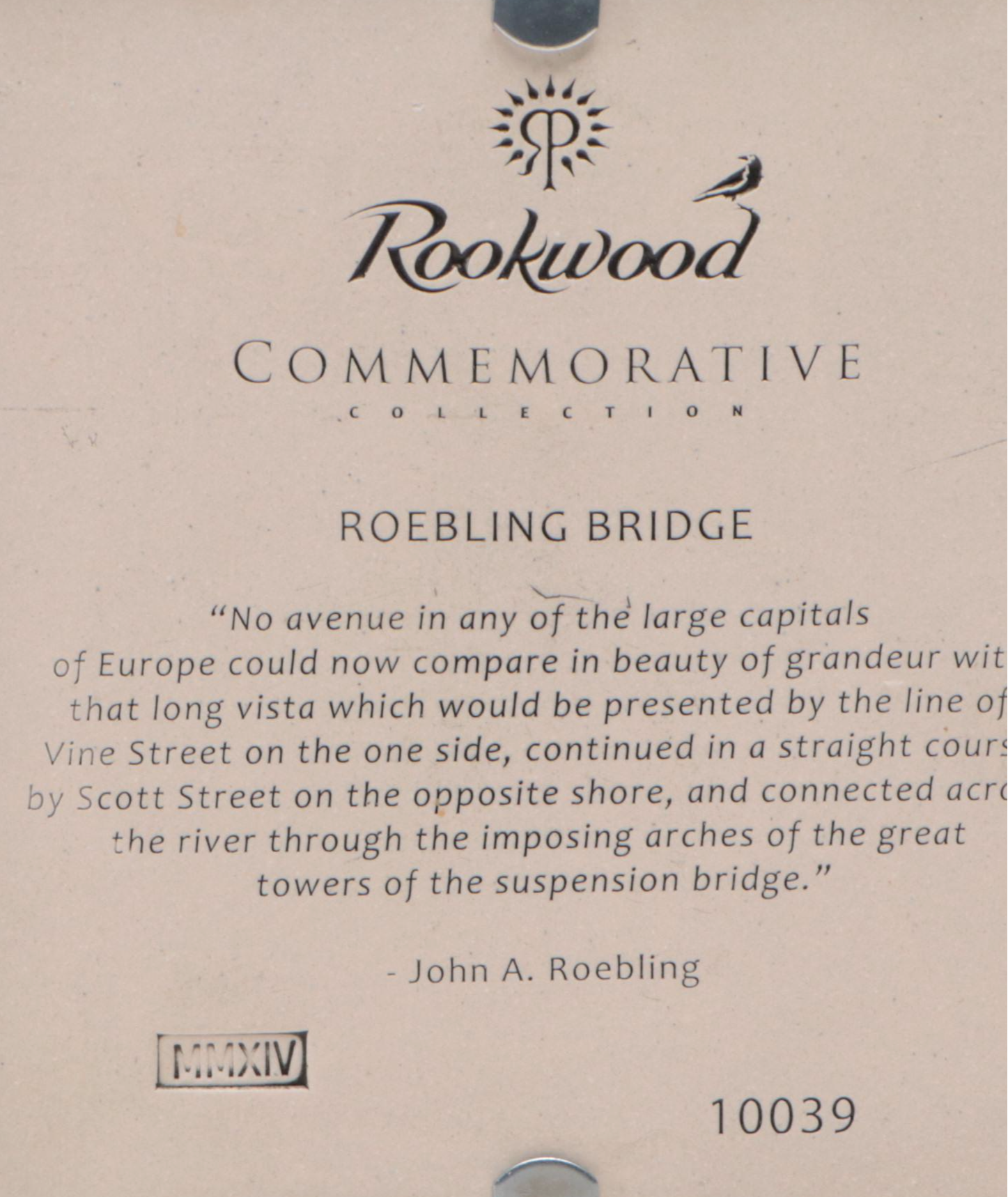 Rookwood Pottery "Roebling Bridge" & Cincinnati Skyline Tiles in Double Frame