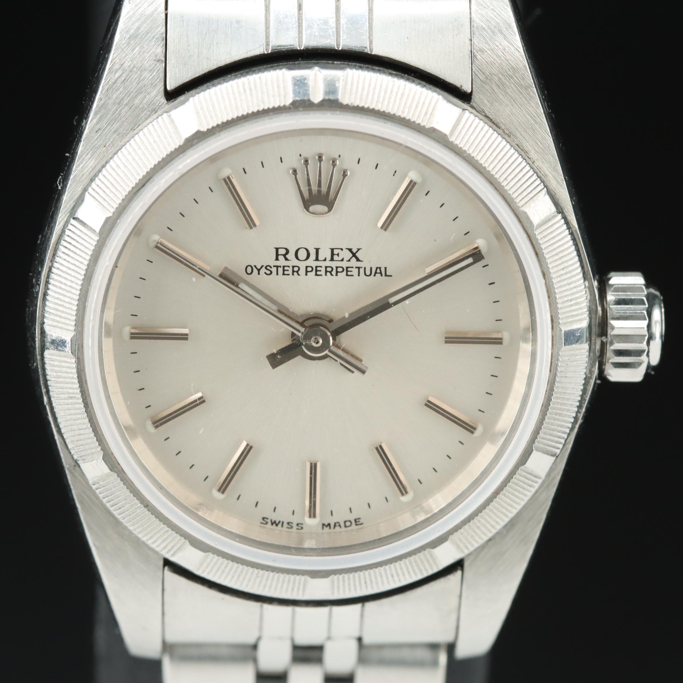 2000 Rolex Oyster Perpetual Engine Turned Bezel Watch