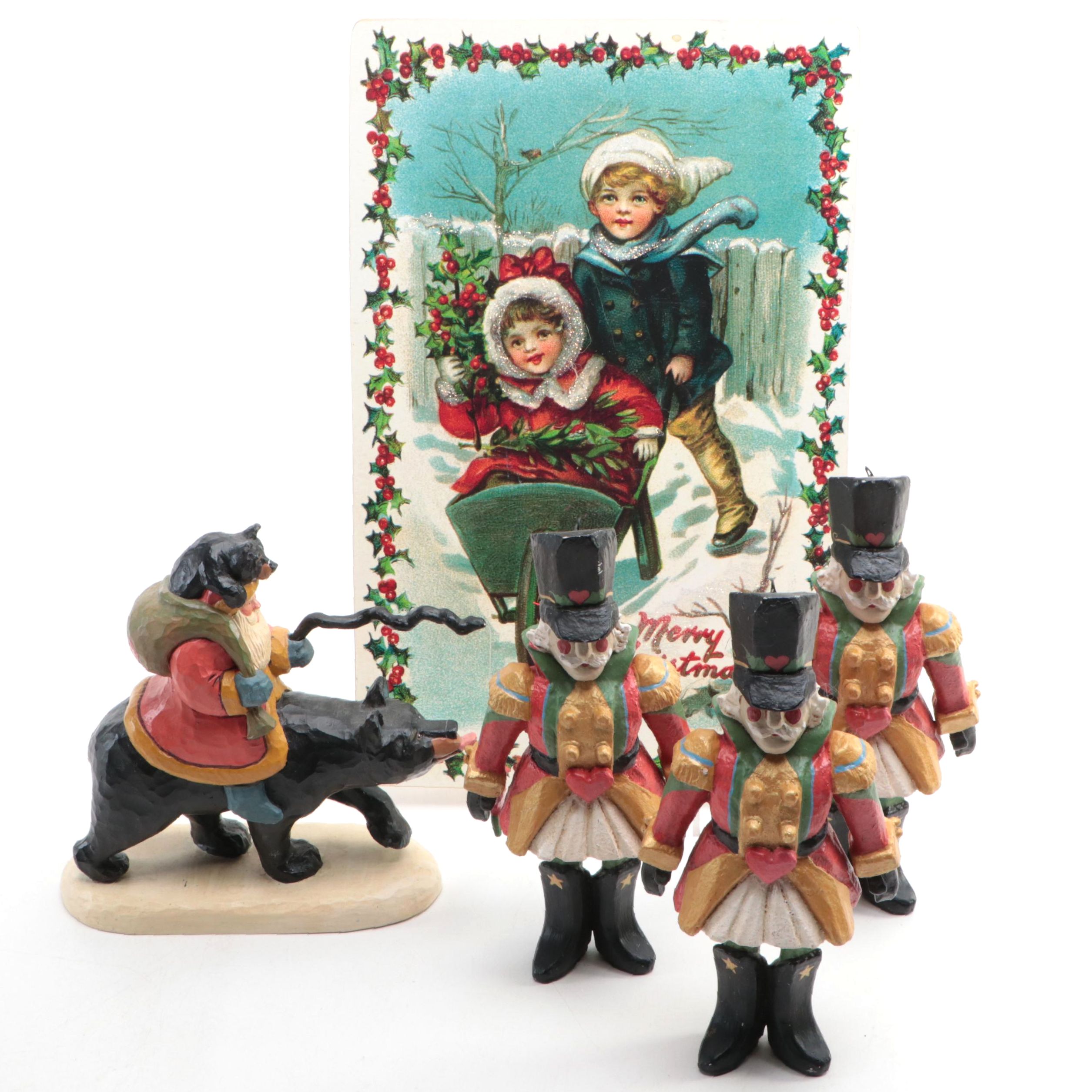 House of Hatten Christmas Figurines with Wall Hanging