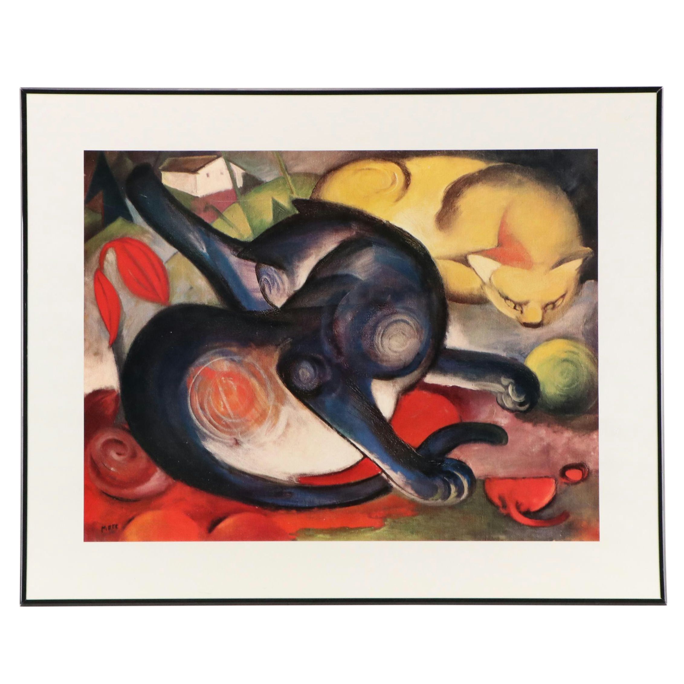 Offset Lithograph After Franz Marc "Two Cats, Blue and Yellow"