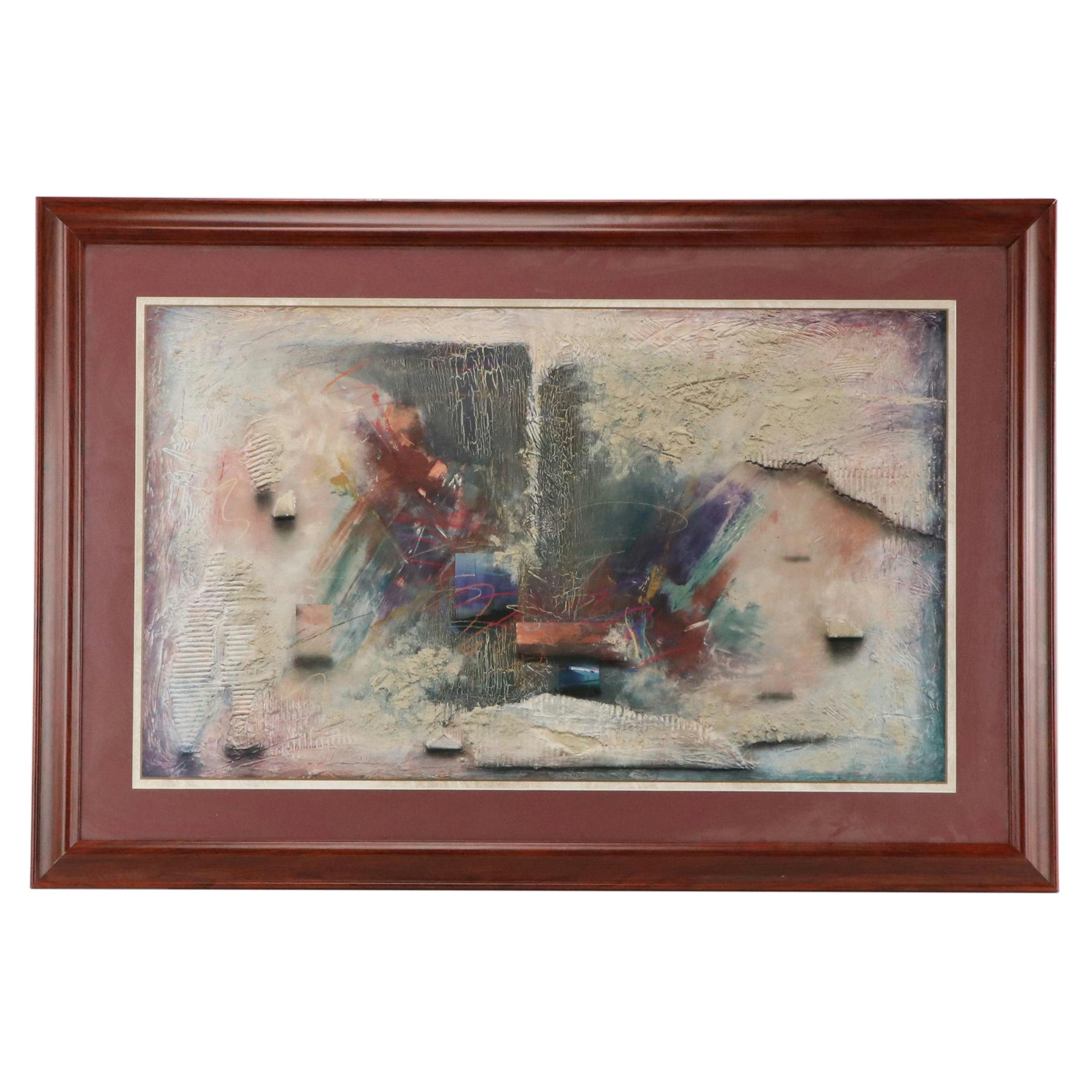 Offset Lithograph of Modernist Textural Abstract Composition, Late 20th Century