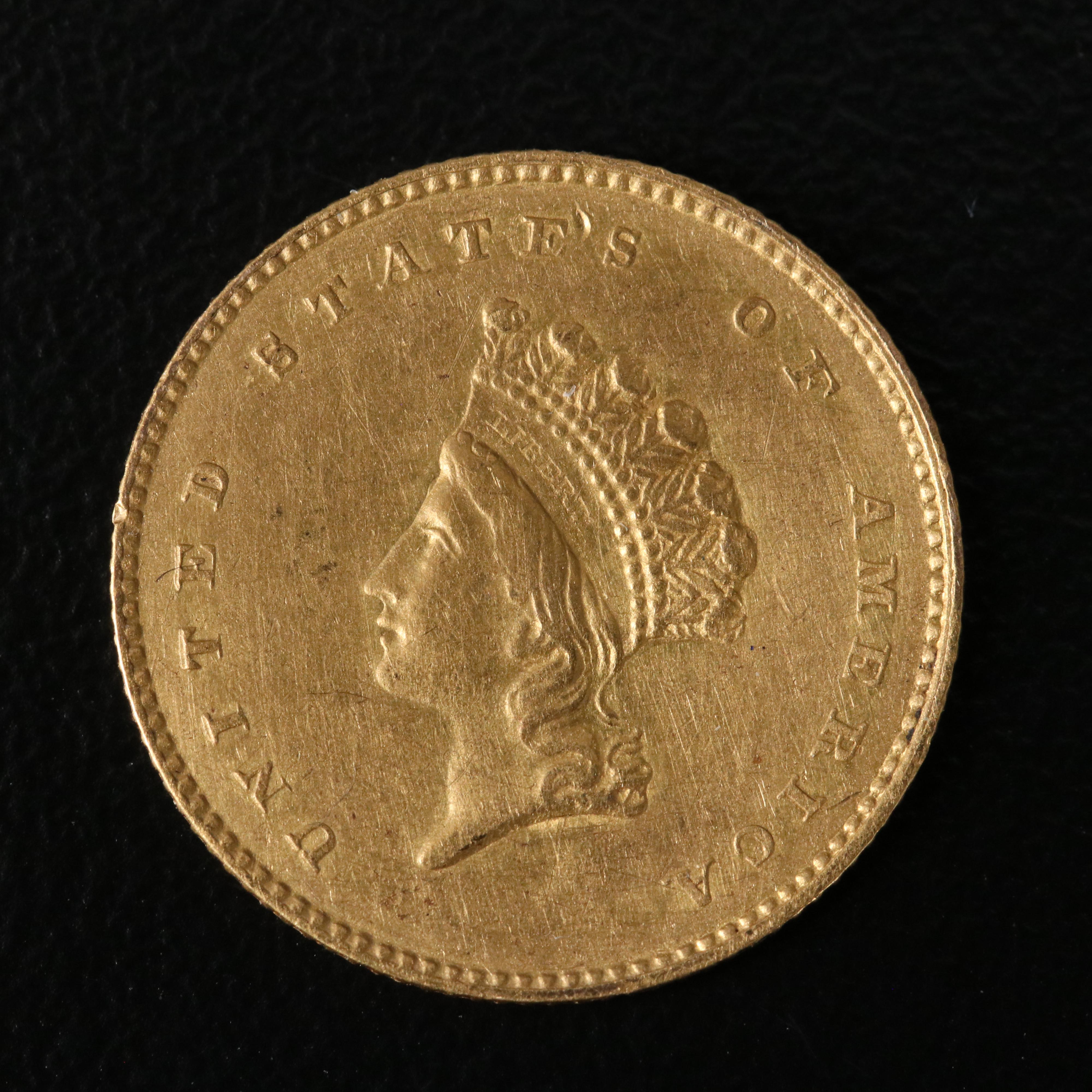 1854 Type II Indian Princess $1 Gold Coin
