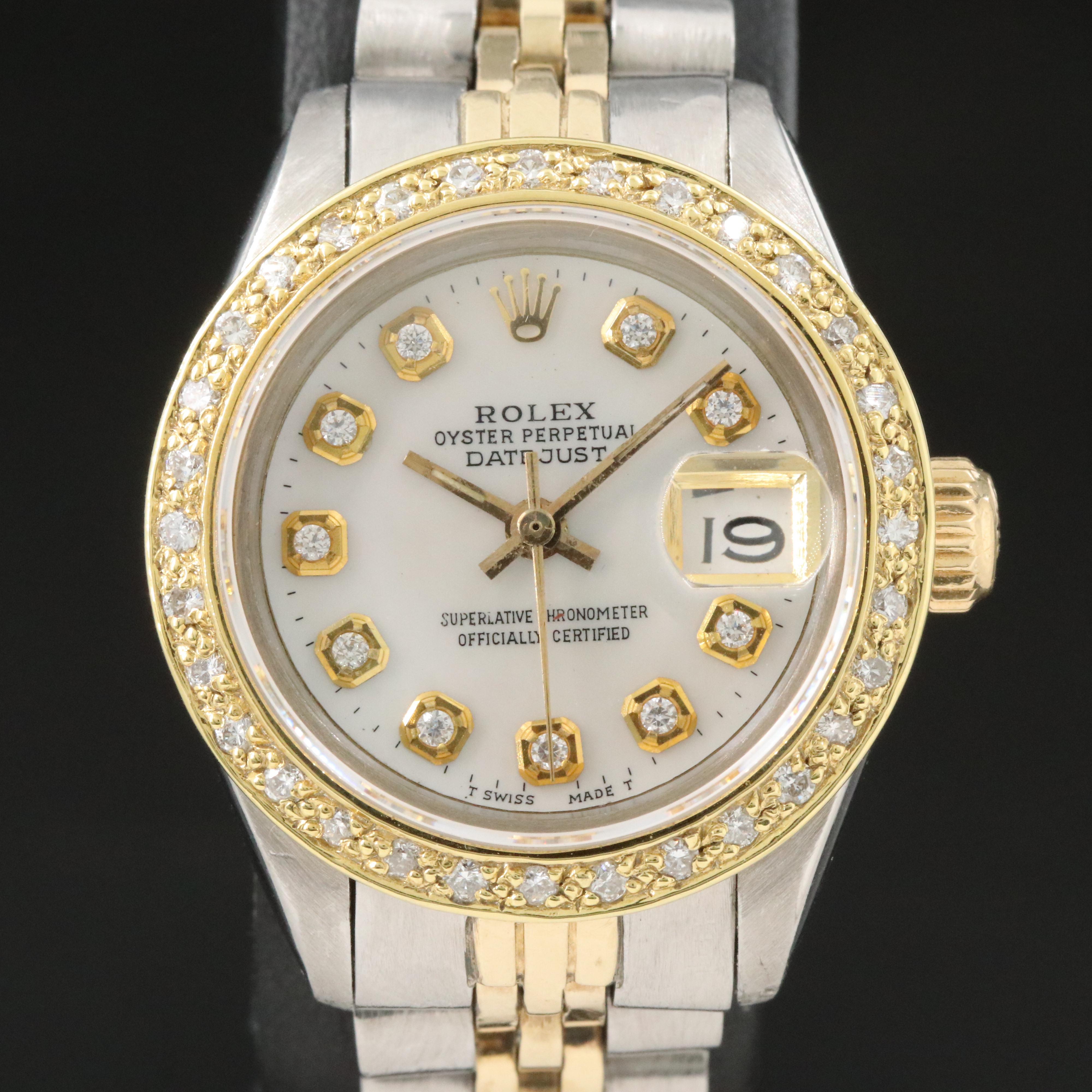 Rolex Datejust 6917 Custom Diamond Set Bezel Automatic Watch