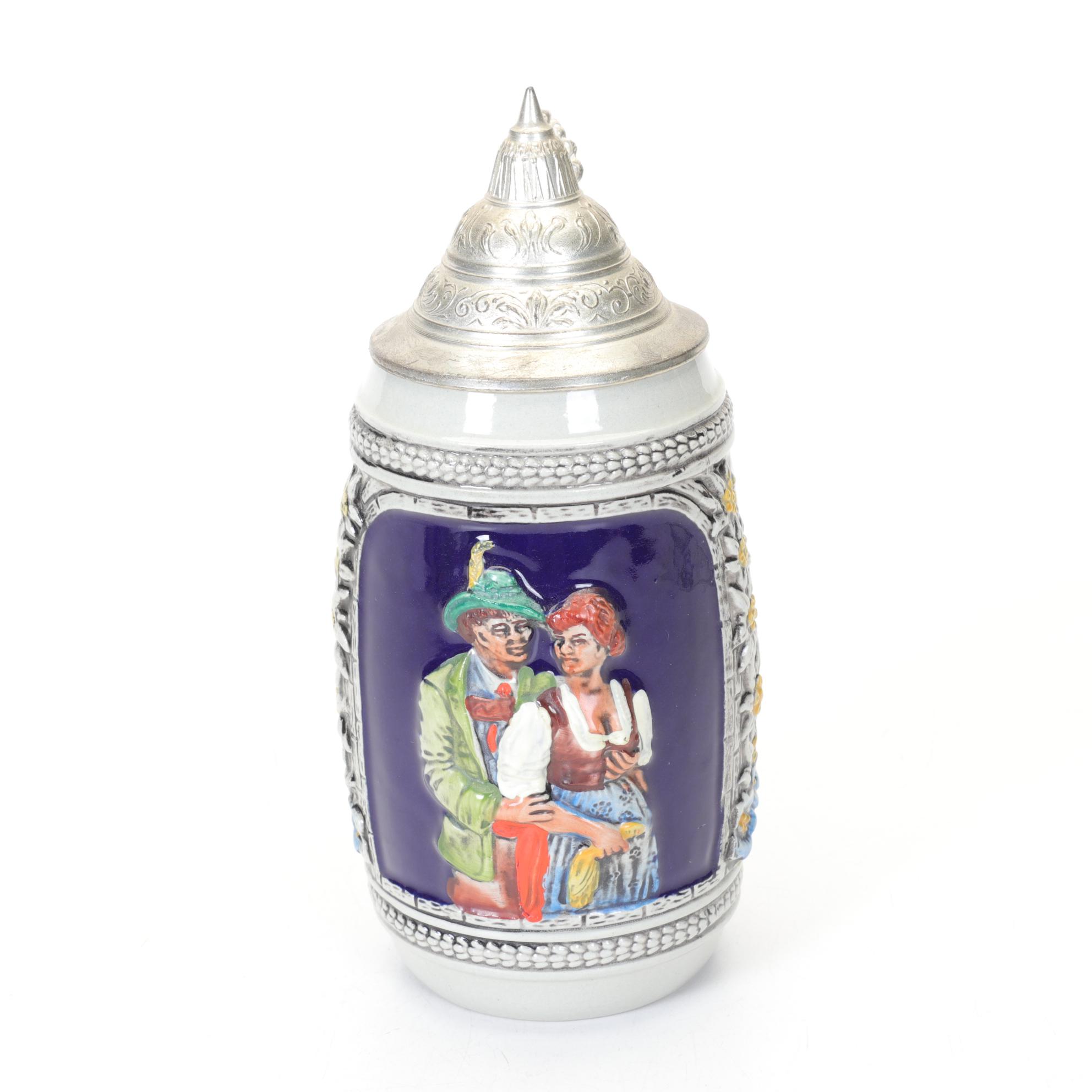 Trio of Hand-Painted German Beer Steins