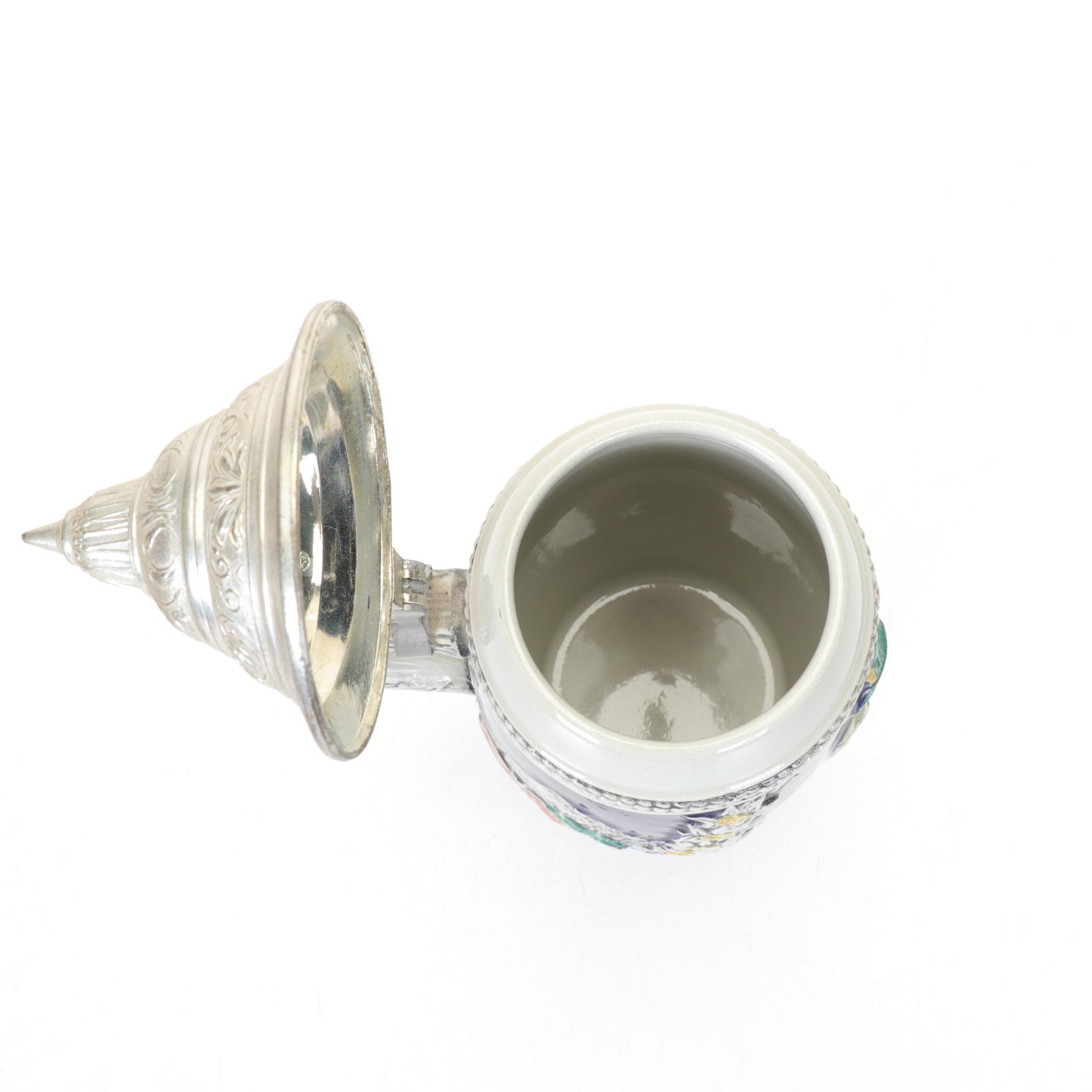 Trio of Hand-Painted German Beer Steins