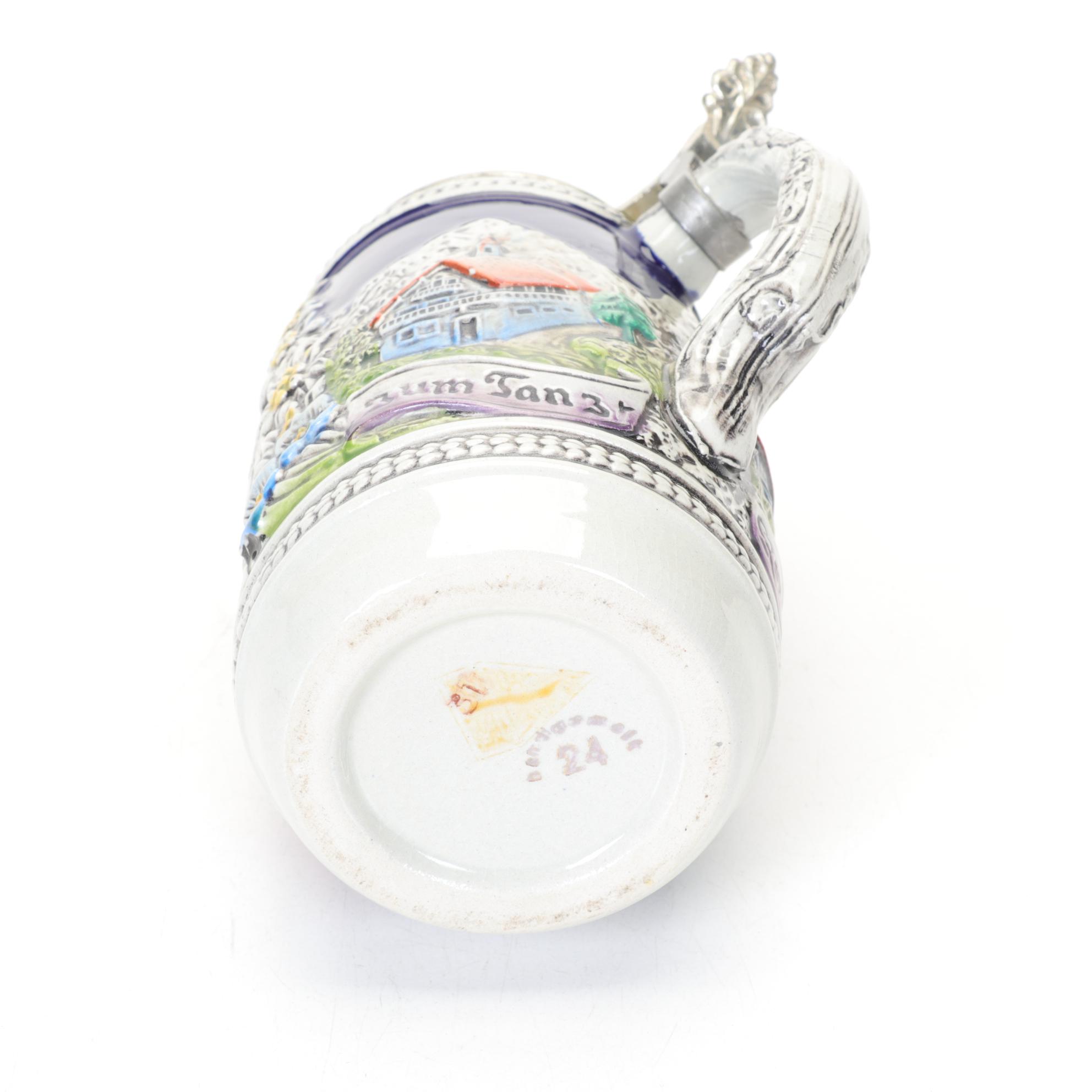 Trio of Hand-Painted German Beer Steins