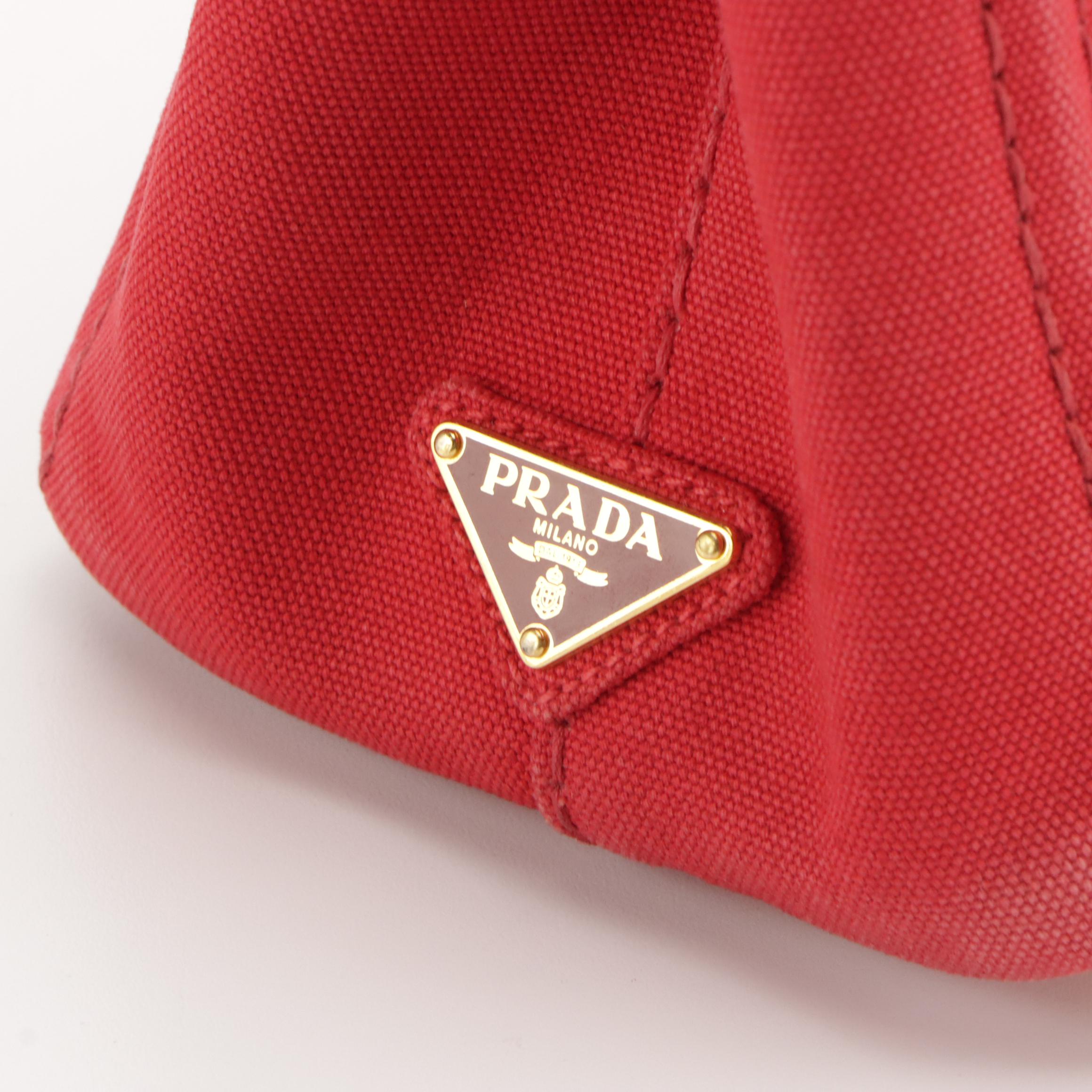 Prada Canapa Logo Handbag in Red Canvas