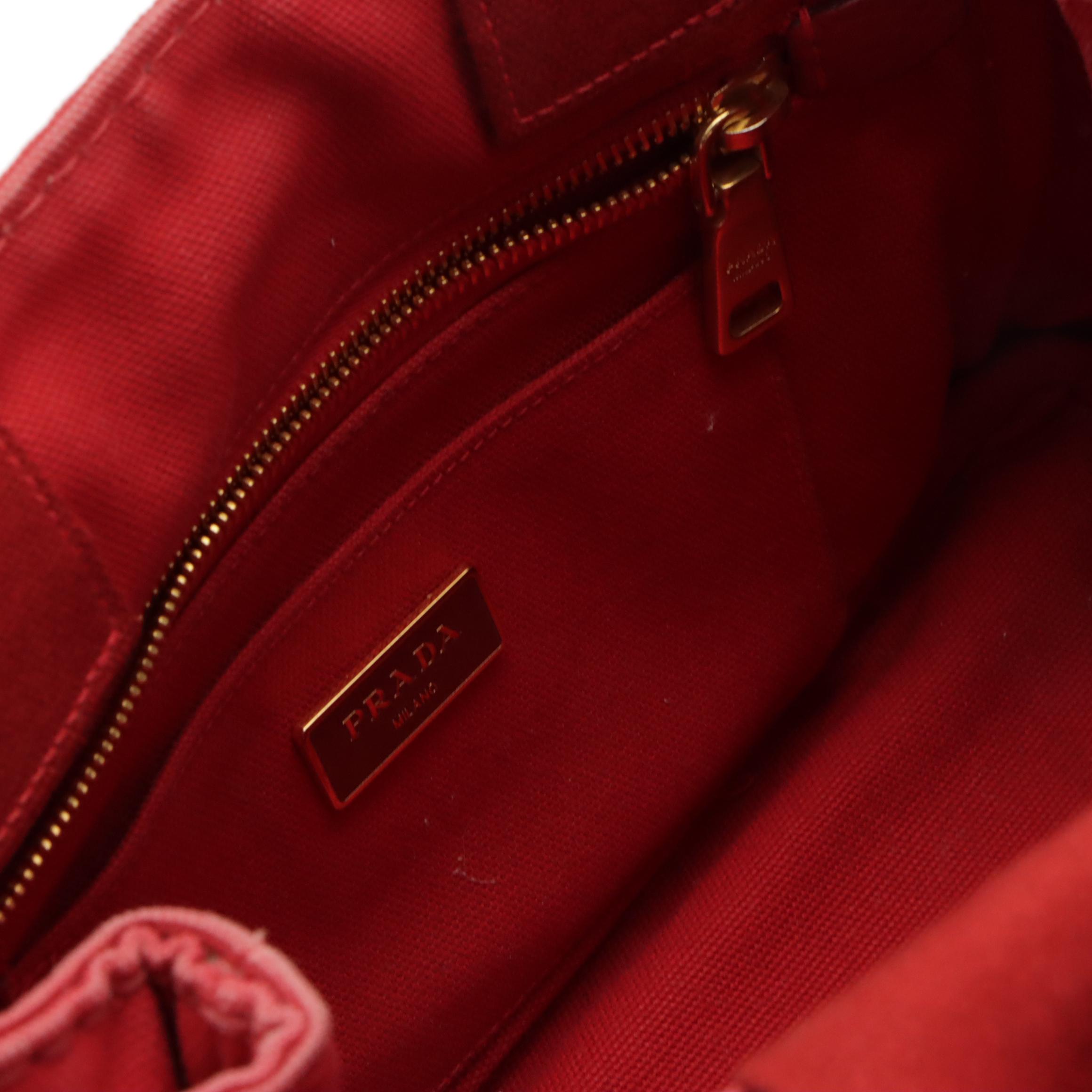 Prada Canapa Logo Handbag in Red Canvas