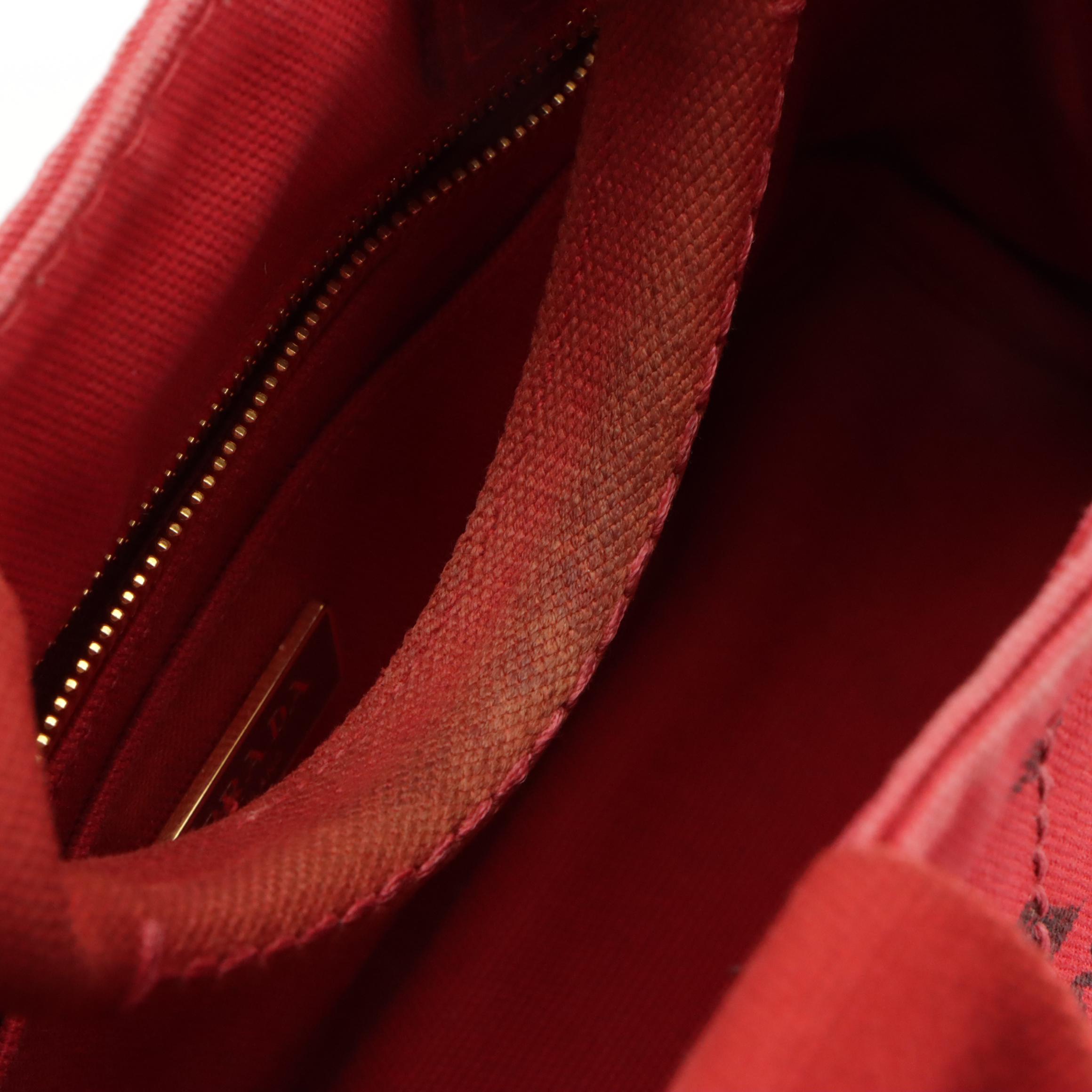 Prada Canapa Logo Handbag in Red Canvas