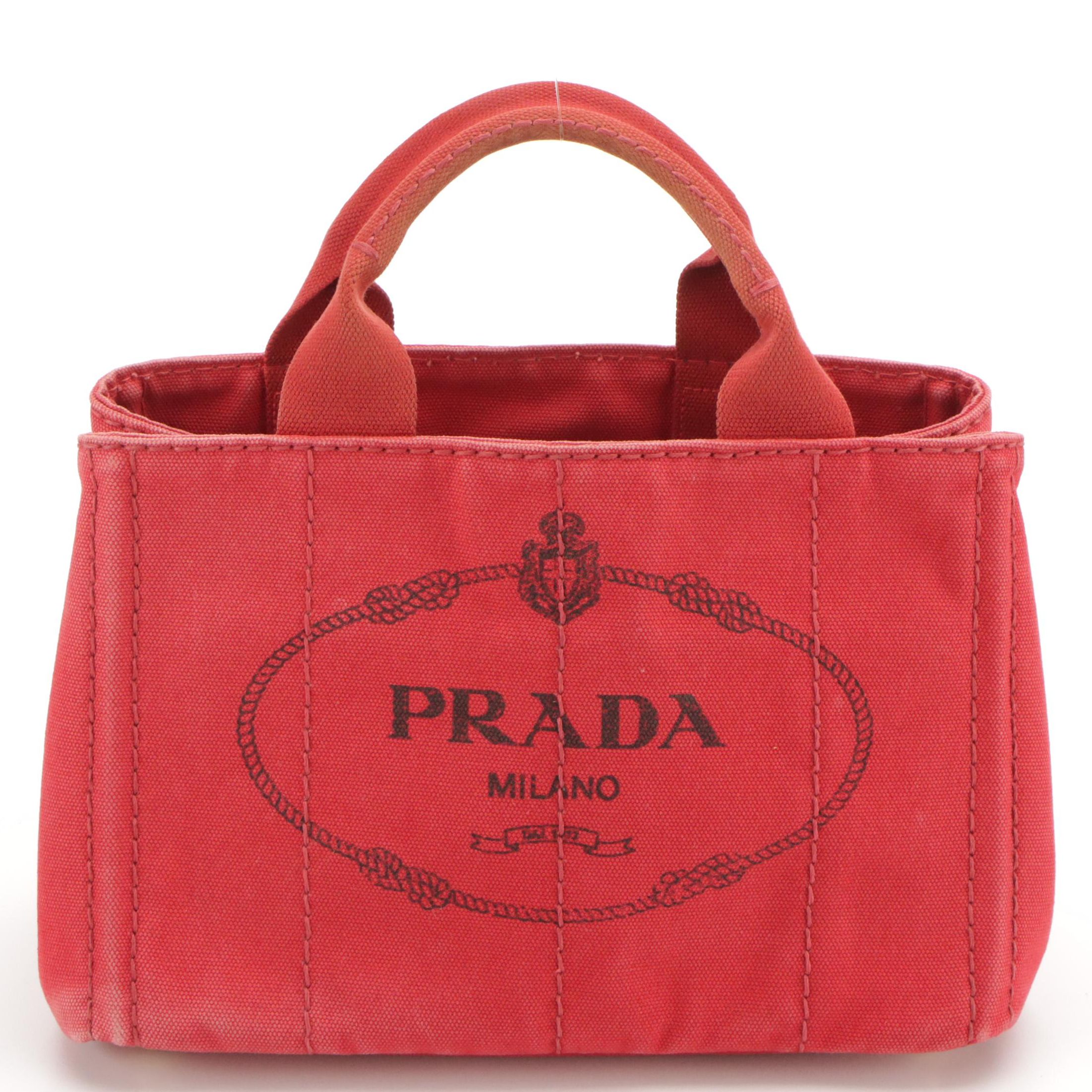 Prada Canapa Logo Handbag in Red Canvas