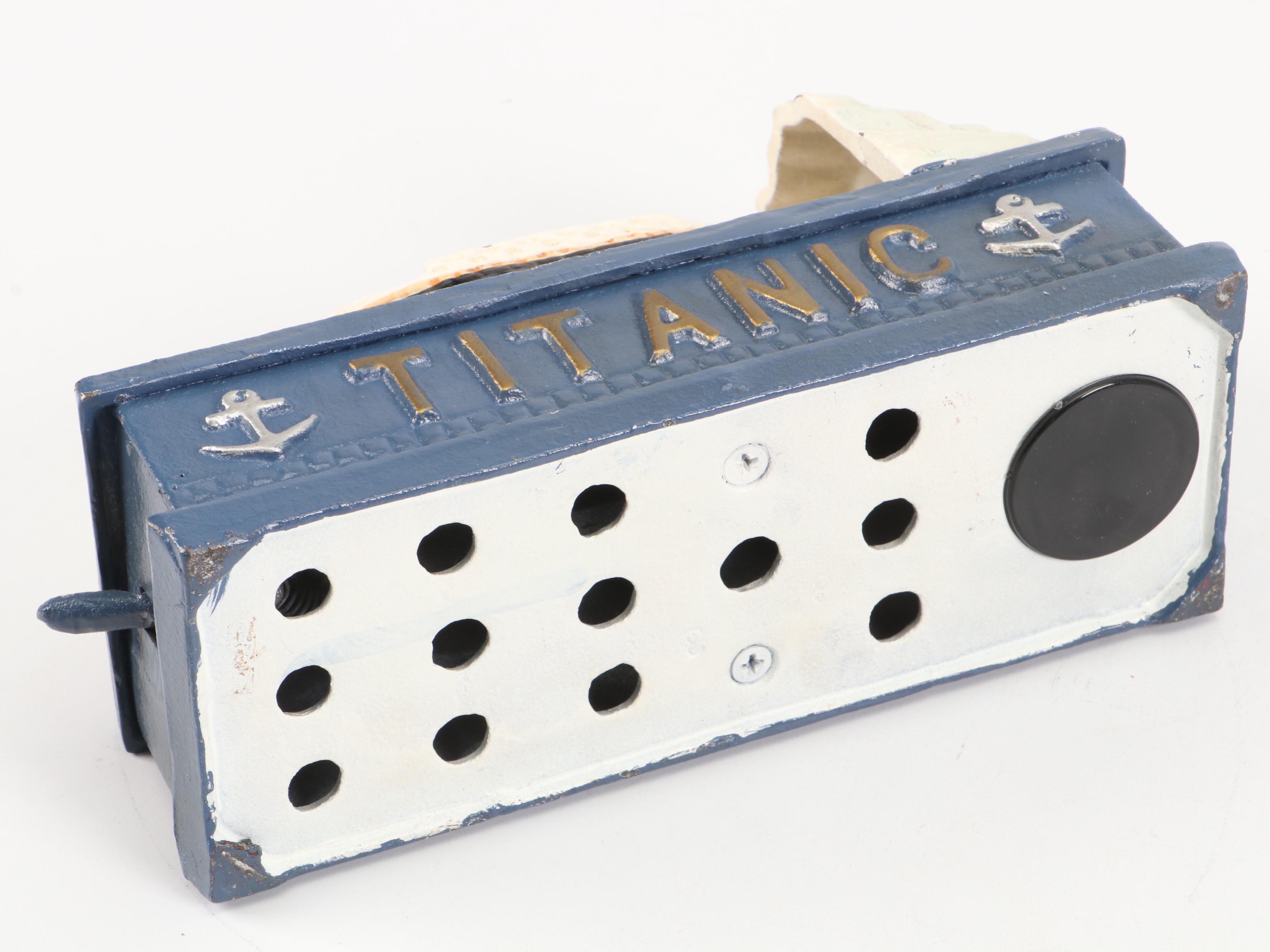 Painted Cast Iron Titanic and Iceberg Mechanical Bank