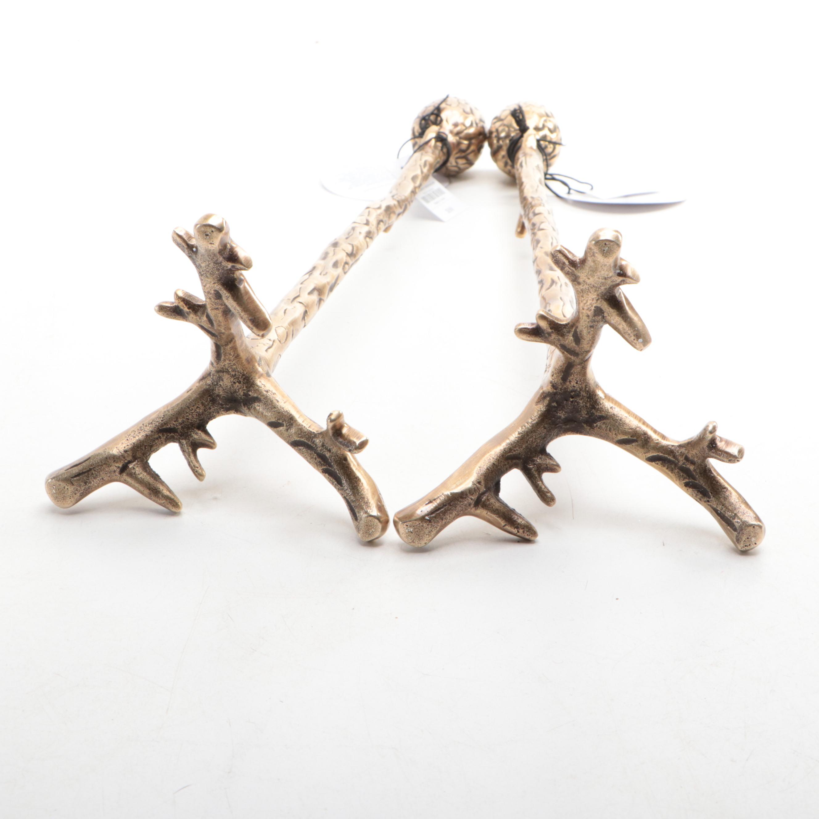 Arhaus "Acadia" Textured Brass Pillar Candle Holders and Candlesticks