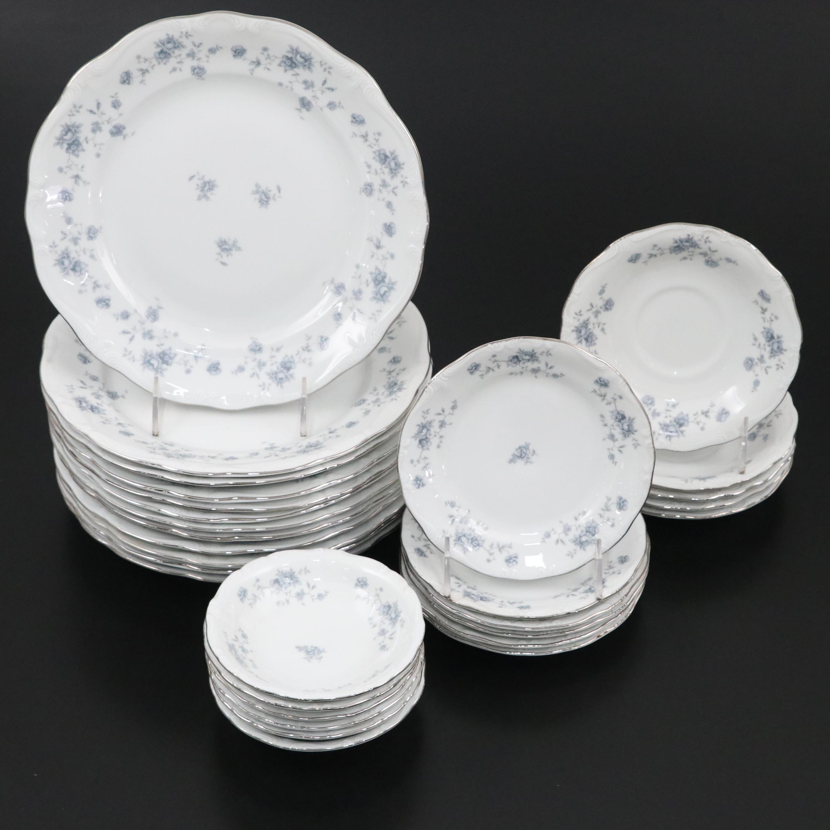 Johann Haviland "Blue Garland" Porcelain Dinnerware with Platinum Rim