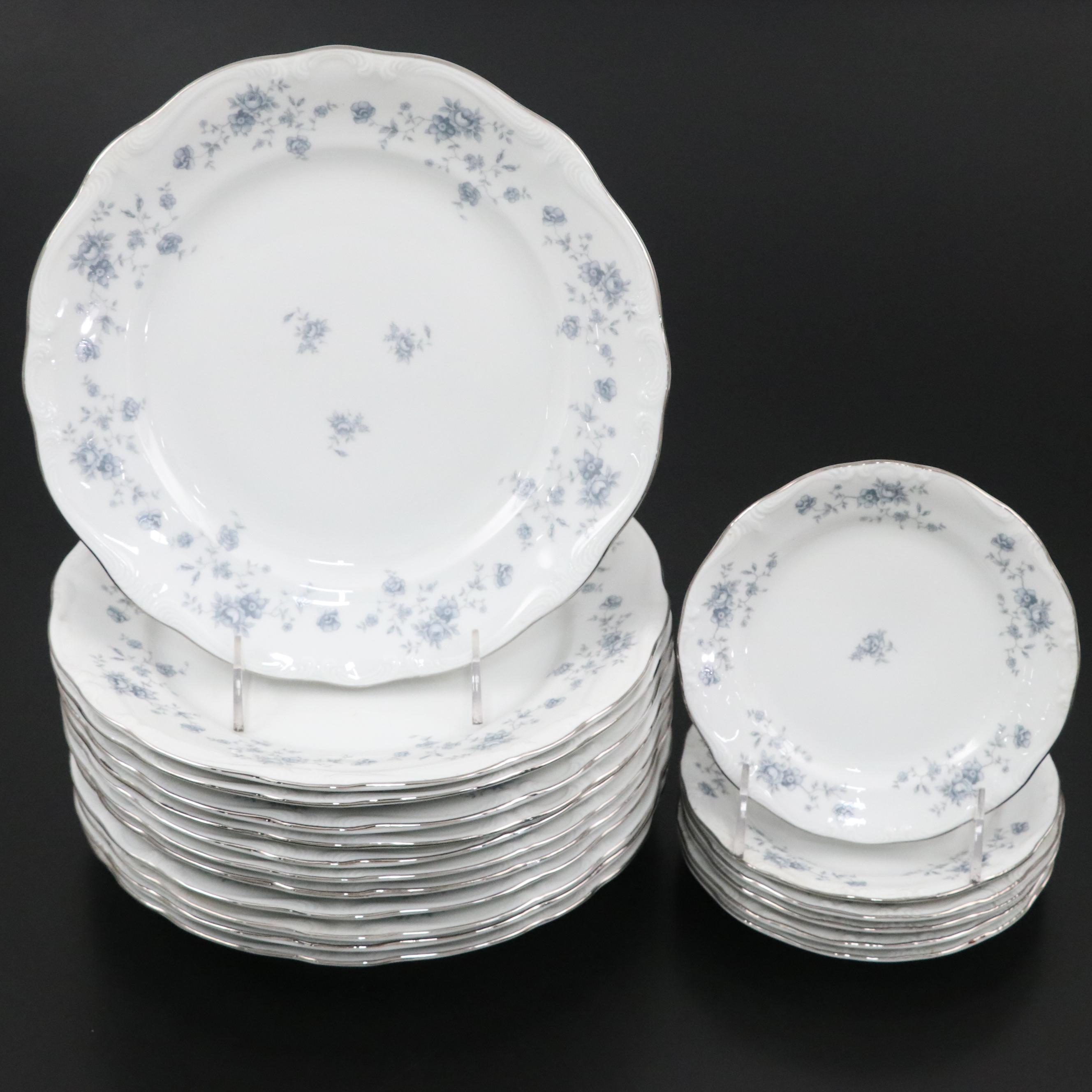 Johann Haviland "Blue Garland" Porcelain Dinnerware with Platinum Rim