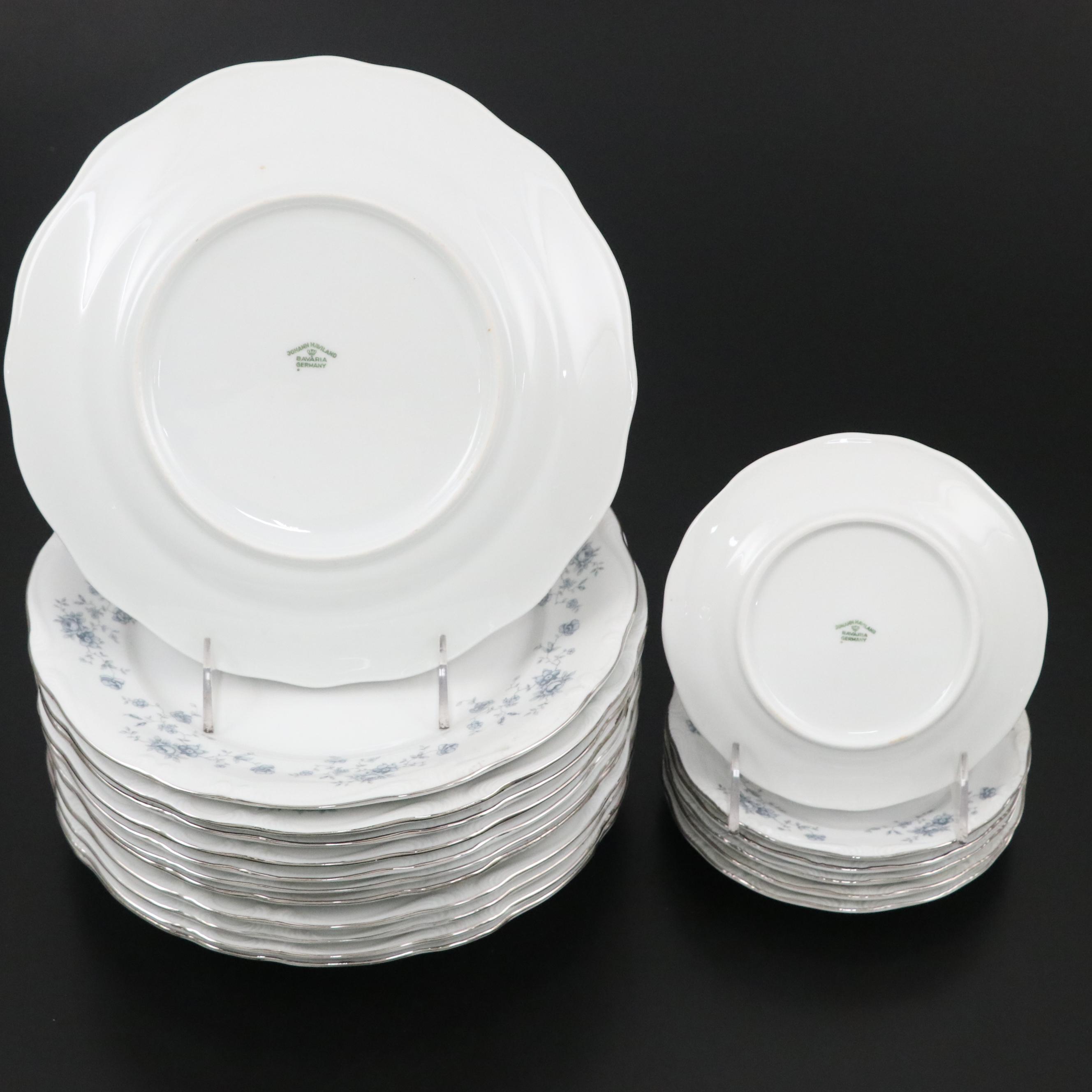 Johann Haviland "Blue Garland" Porcelain Dinnerware with Platinum Rim