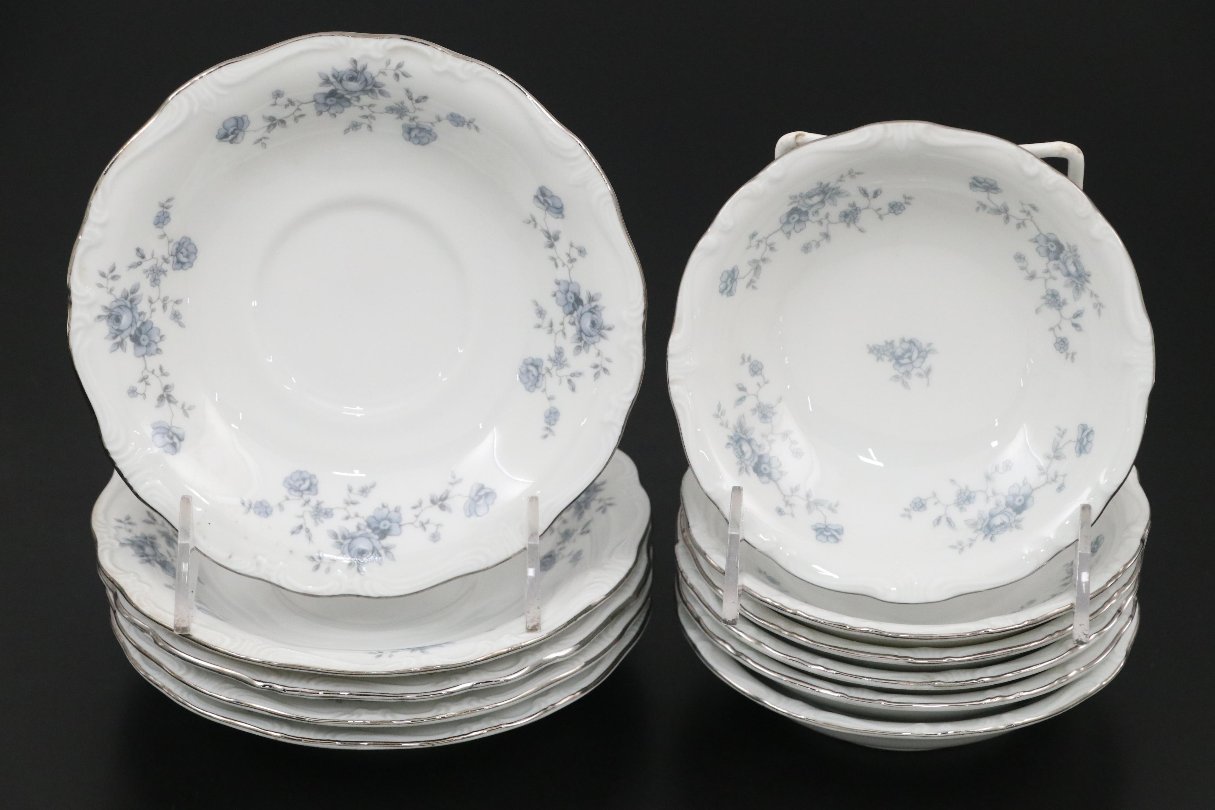 Johann Haviland "Blue Garland" Porcelain Dinnerware with Platinum Rim