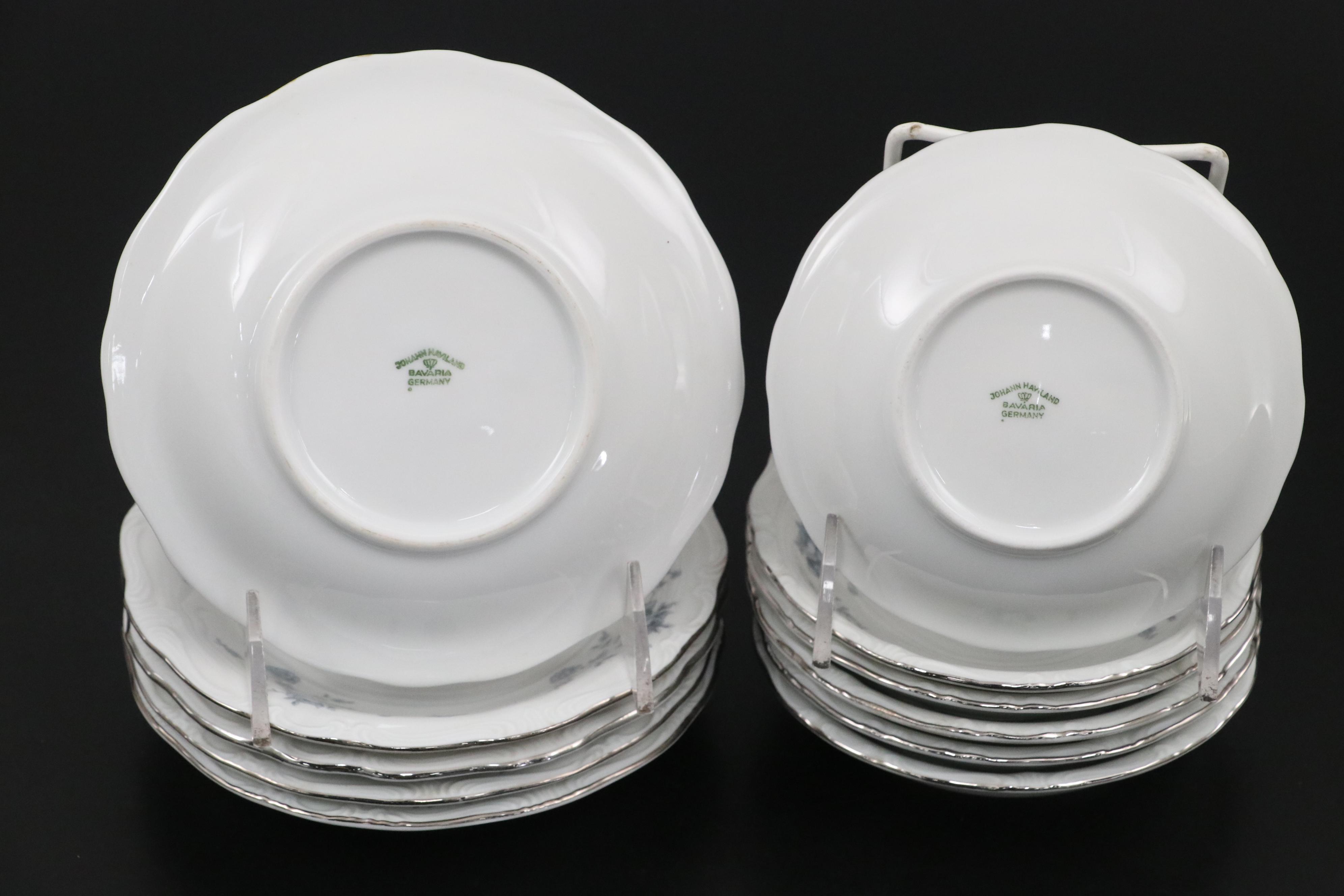 Johann Haviland "Blue Garland" Porcelain Dinnerware with Platinum Rim