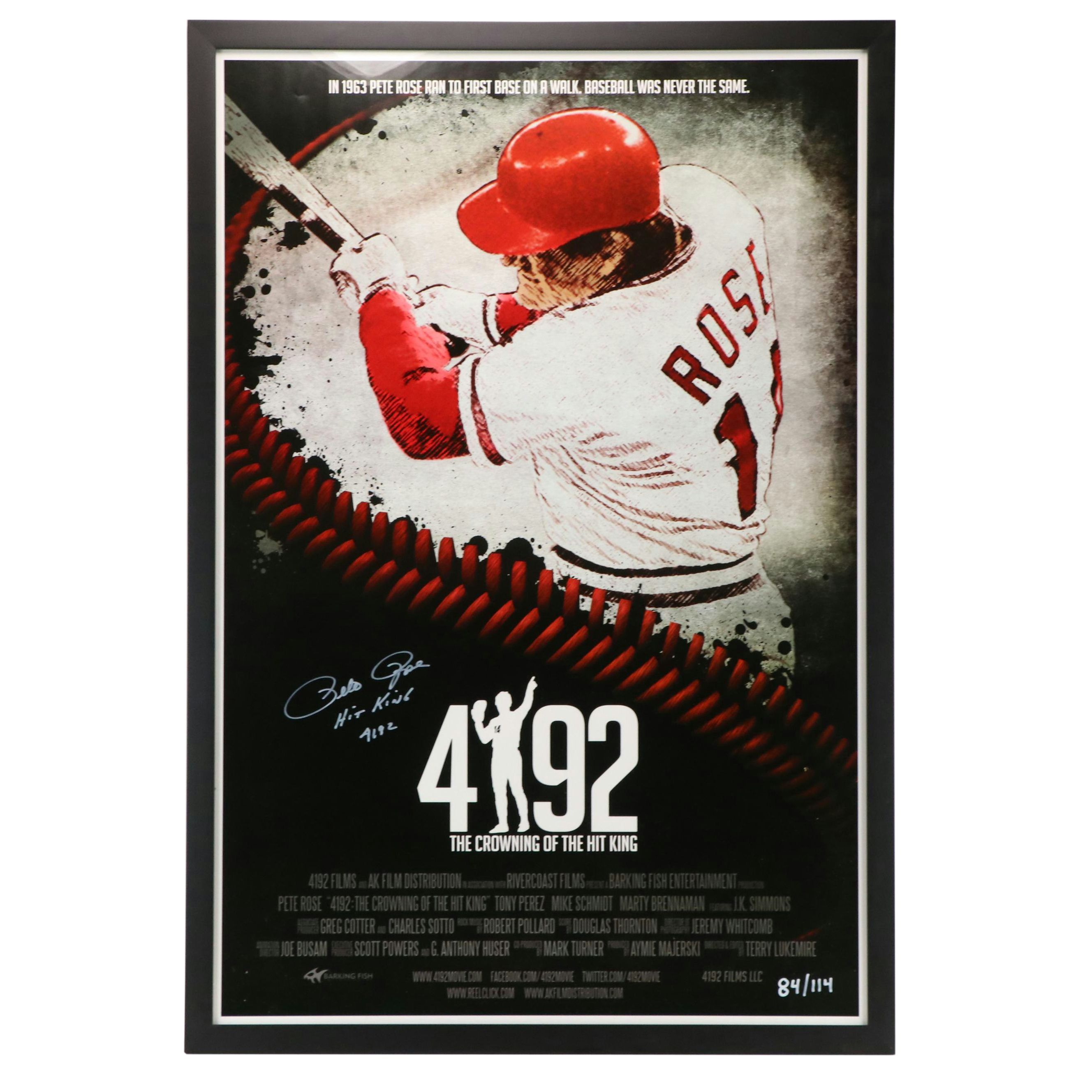 Pete Rose Signed Limited Edition "4192" Framed Movie Poster