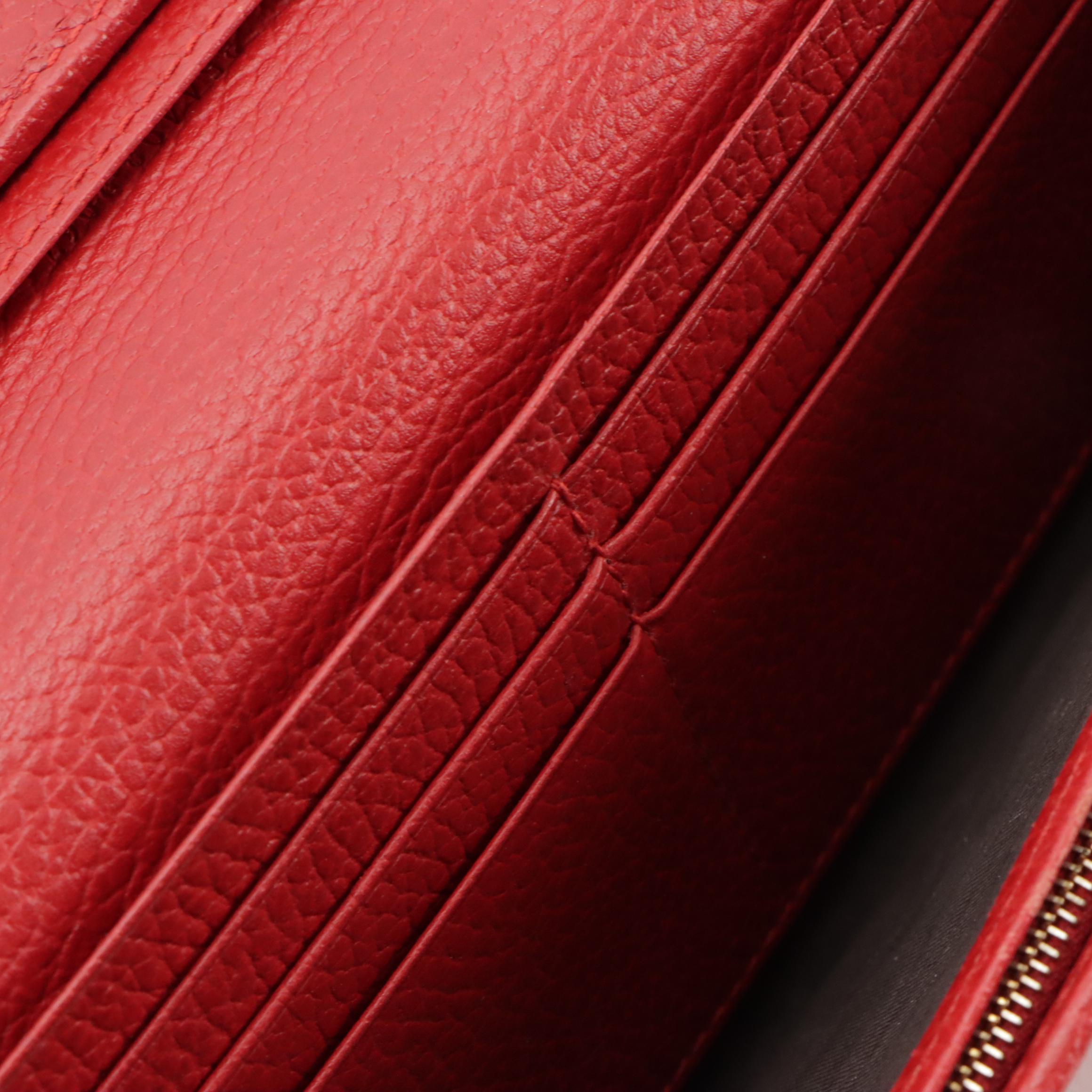 Gucci Red Grain Leather Continental Wallet with Box