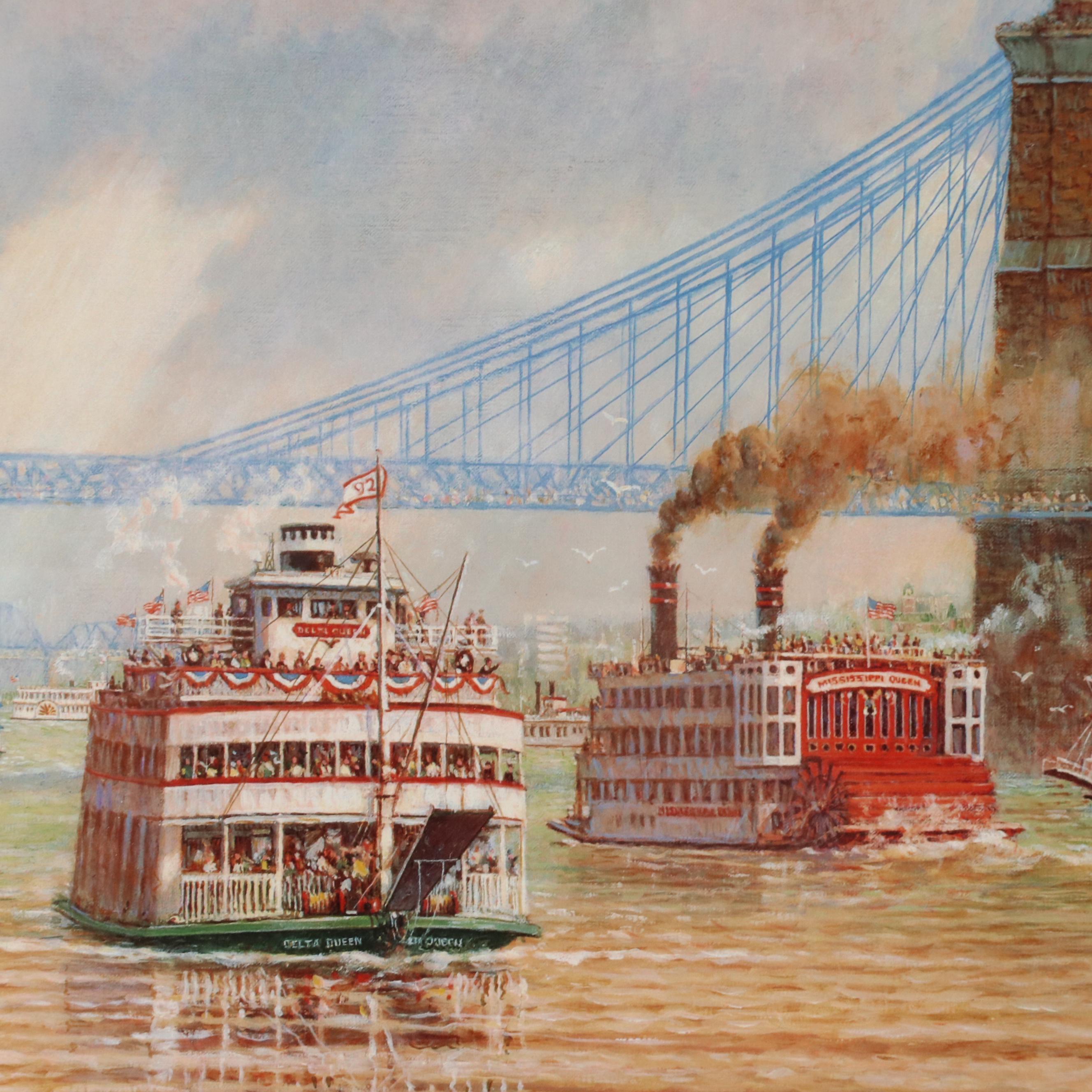 Cincinnati Offset Lithographs of "View of Davidson Fountain" and "Tall Stacks"