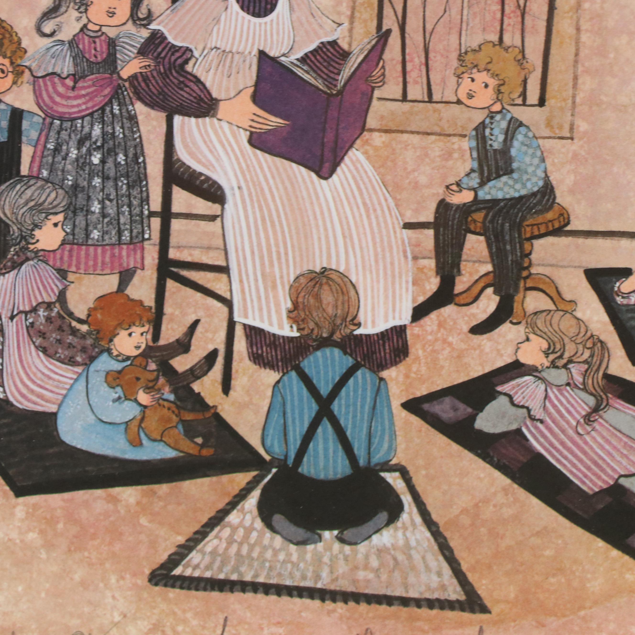 P. Buckley Moss Offset Lithograph "Learning Through Love"