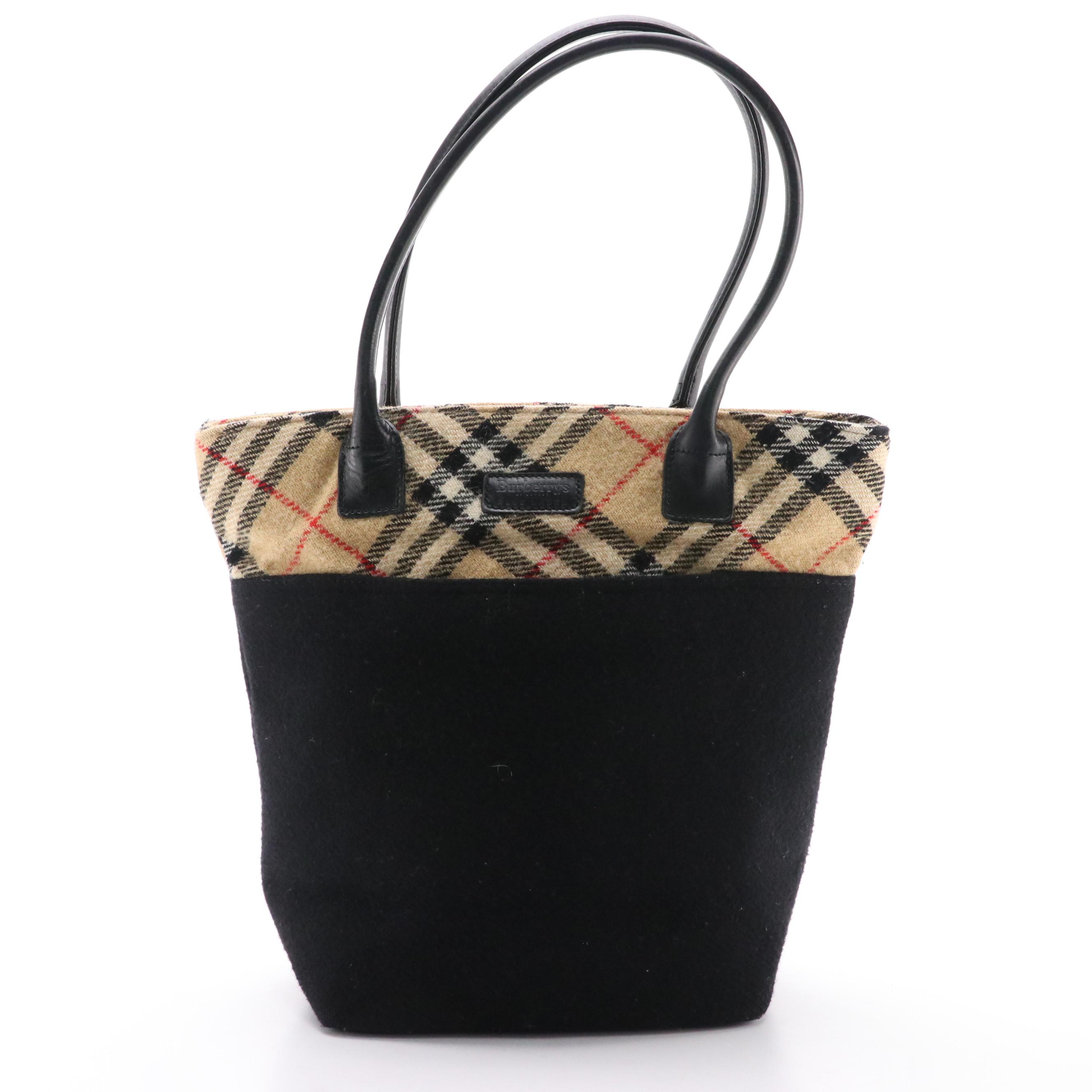 Burberrys Blue Label Shoulder Bag in Nova Check and Black Wool